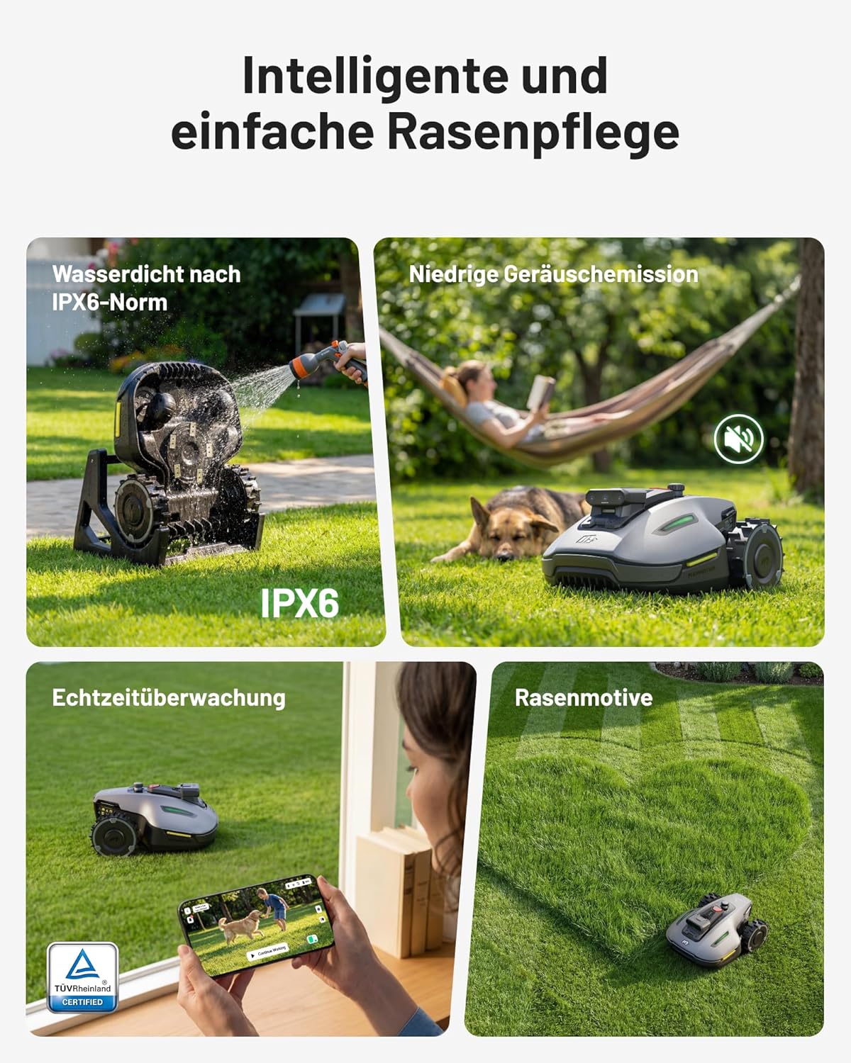 MAMMOTION YUKA mini 2 500 Mähroboter ohne Begrenzungskabel, Empf. 500 m2, Kein RTK, Kein Signalabbruch, KI TrueVision-Navigation, Auto-Mehrzonen-Kartierung, DropMow, RWD für 45% Steigung, 4.5Ah-Akku