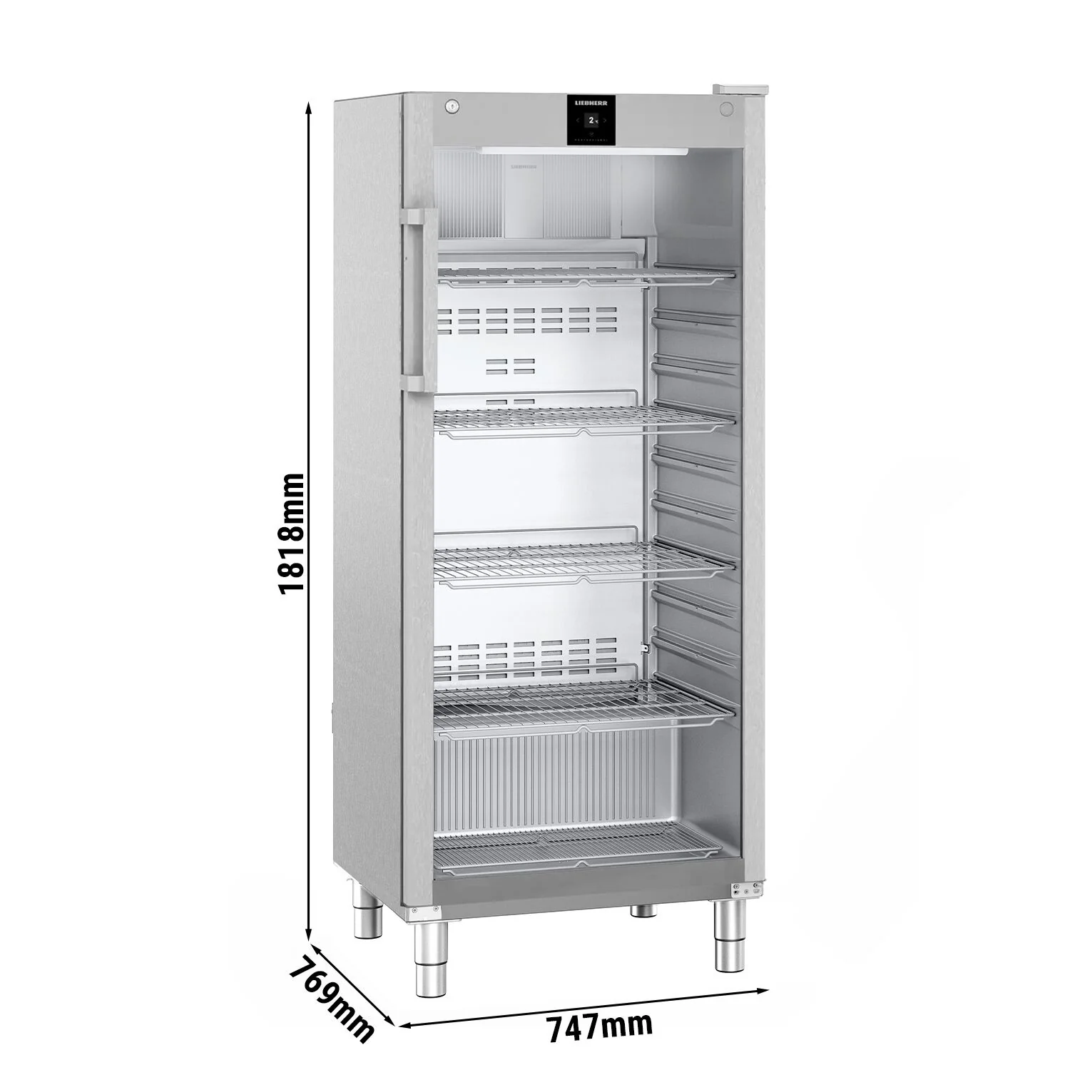 LIEBHERR | Kjøleskap i rustfritt stål PERFECTION - 600 liter - GN 2/1 - plastinnredning - med 1 glassdør