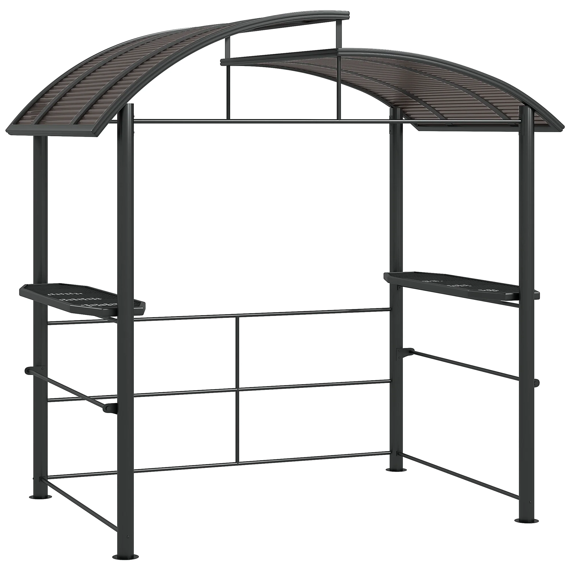 Outsunny Grillpaviljoen Grilldak Grillprieel, weerbestendig, 240 cm x 150 cm x 230 cm, Geelbruin + Donkergrijs