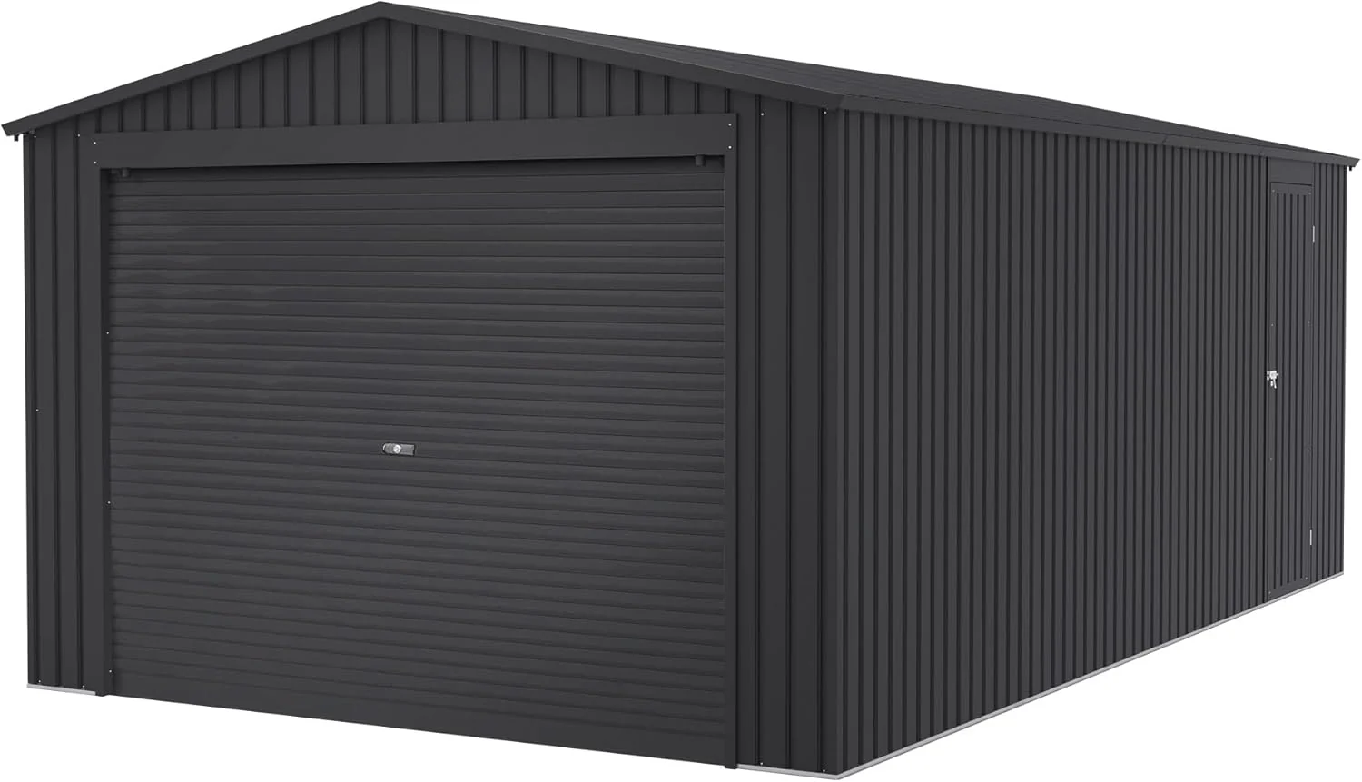 Wasabi - Garaje Metálico 19,52m2 Jarama – Portón Amplio Enrollable - Resguardo Exterior Coche - Cierre Seguridad Llave - Puerta Lateral Peatonal - Cochera Cobertizo Jardín Almacenaje – 576x338x243cm