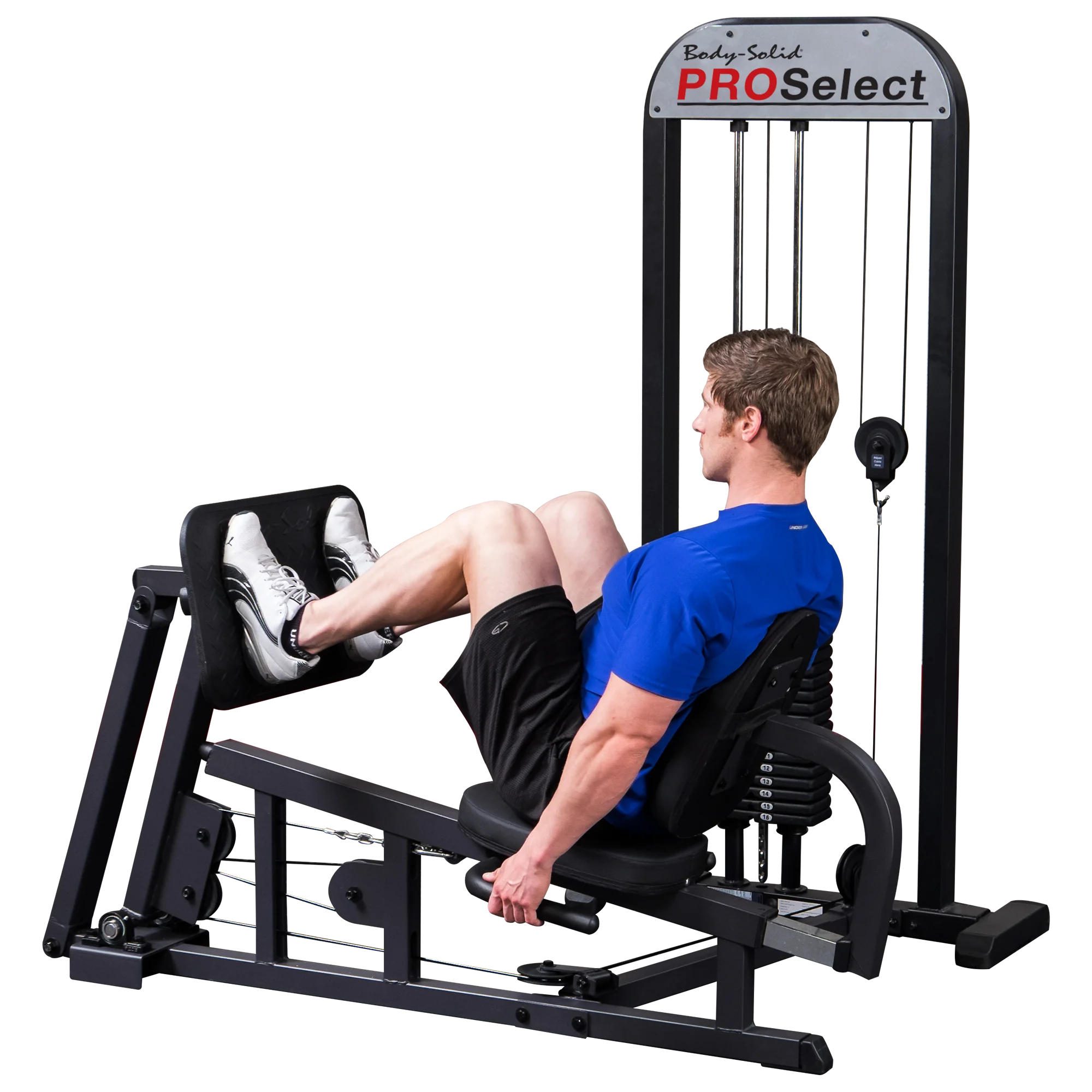 Body Solid Pro Select Leg Press GLP STK/3 with 310 lb Stack, Oversized Rubberized Footplate, Double Beam Design, Commercial Bearings
