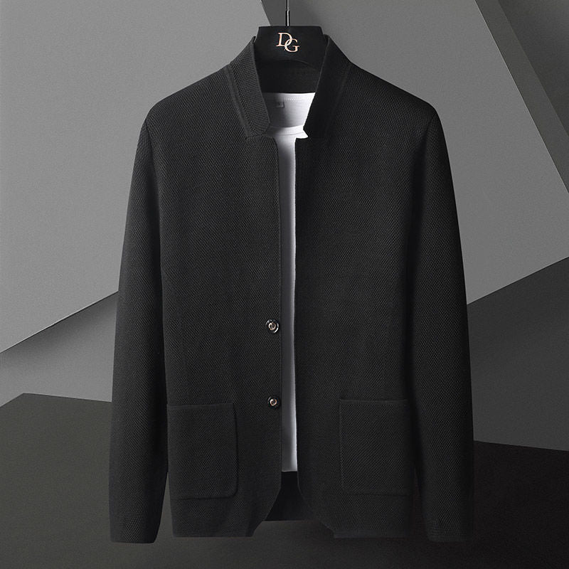 Strukturierte Strickjacke mit Stehkragen f��r Herren