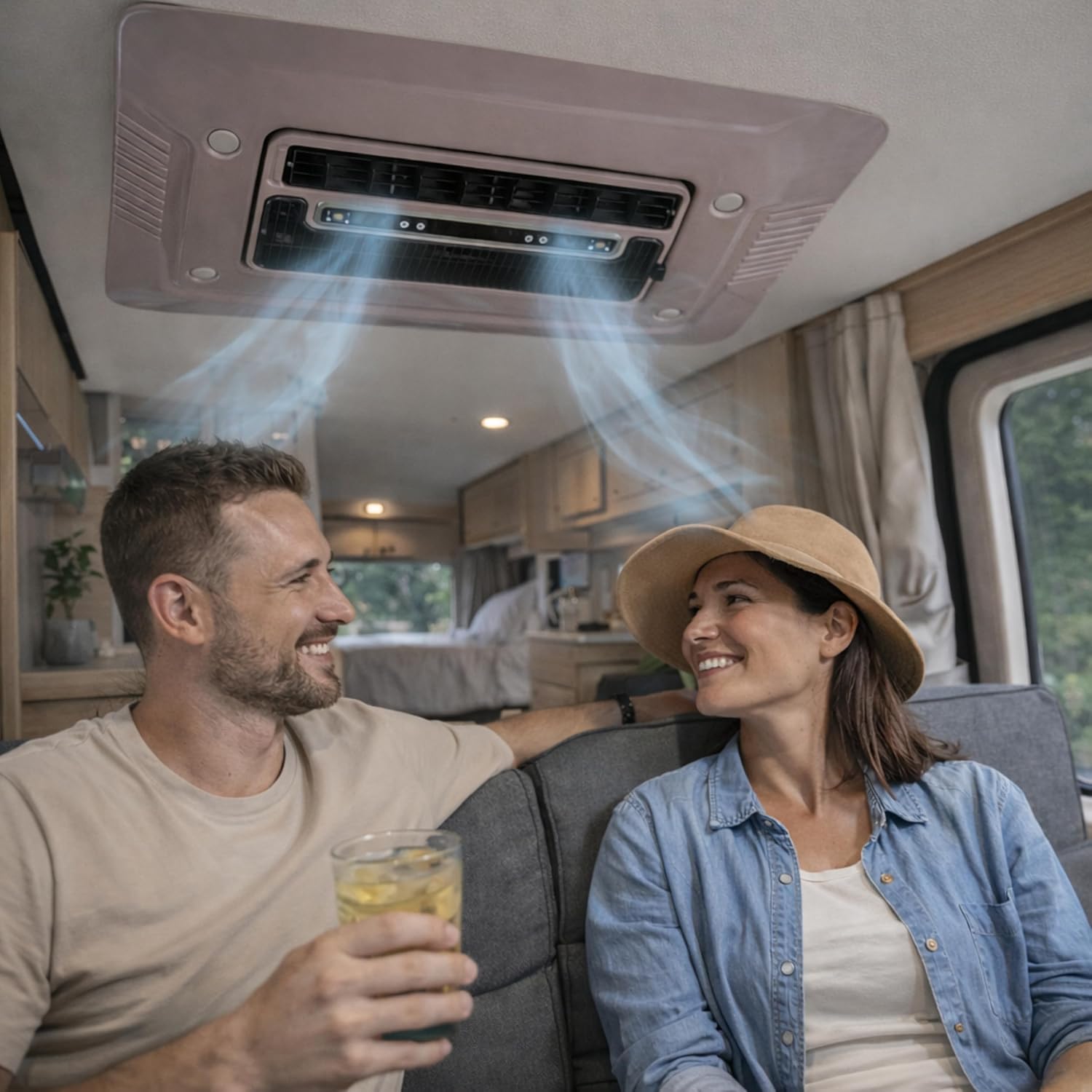 12V Dach-Klimaanlage Standklimaanlage für Wohnmobil LKW Wohnwagen Camper | Elektrische 12V Parkplatz Klimaanlage Kompressor | 2000W Kühlleistung mit Fernbedienung & R134A Gas