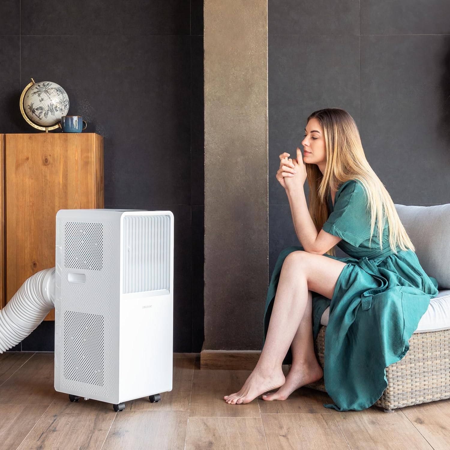 Cecotec - Mobile Klimageräte ForceClima 7550 Style Connected, 7000 BTU, Abdeckungsbereich 20 m2, Fernbedienung, Berührung, LED -Bildschirm, 4 Modi, 2 Geschwindigkeiten, Luftentfeuchter, Timer