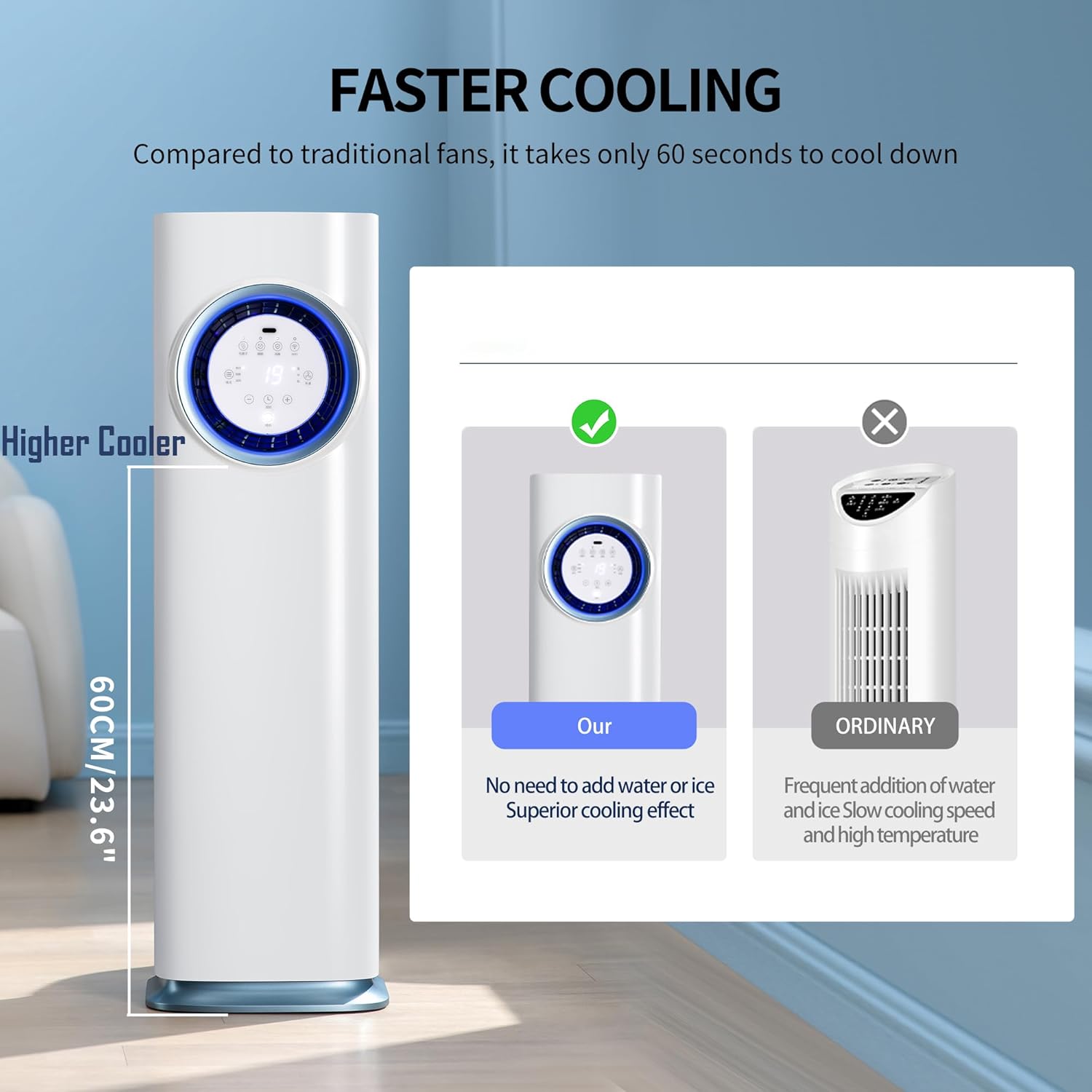4-in-1-Handheld-Klimaanlage von ELECCI Mobile mit 3 Geschwindigkeits Stufen, Kühlmistfunktion, Timermodi und Farbigen LED-Leuchten – Perfekt für Wohnen, Schlafzimmer und Büro