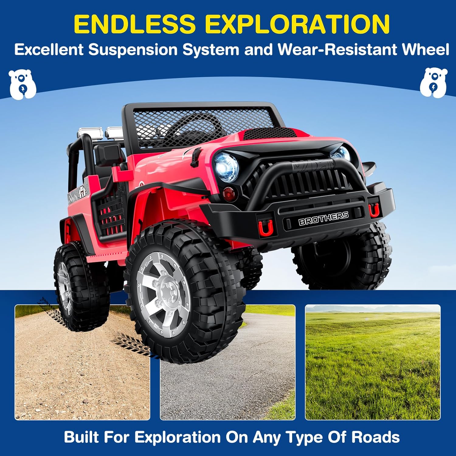 L8 Ride On Car 2 Seater 12V Kids Electric Car Remote Control 4-Wheel Suspension Bluetooth Speaker