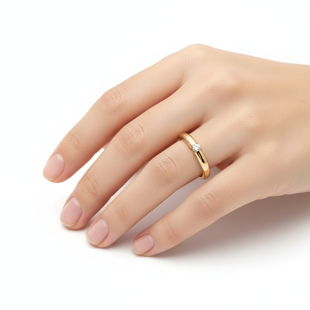 Złoty pierścionek z diamentami 585