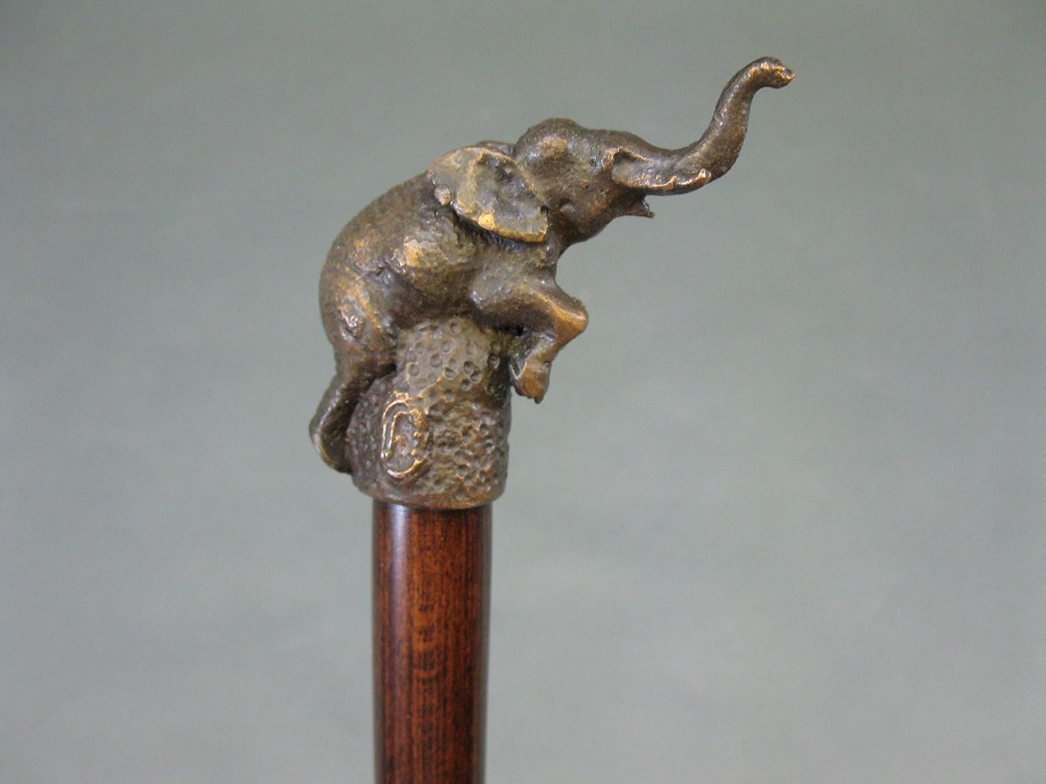 Holz Gehstock mit Bronze Griff Elefant Spazierstock 93 cm Wanderstock Walking Stick