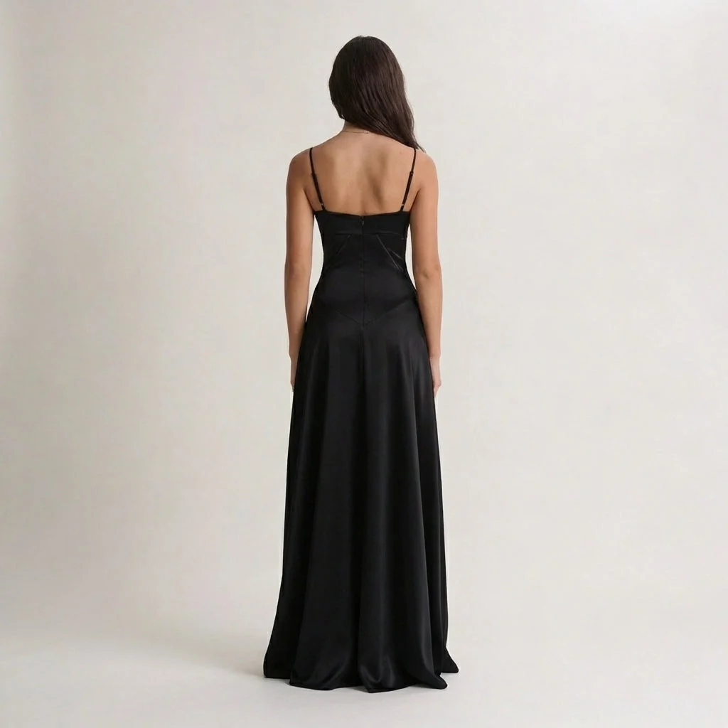 Bodenlanges Seidensatin-Kleid
