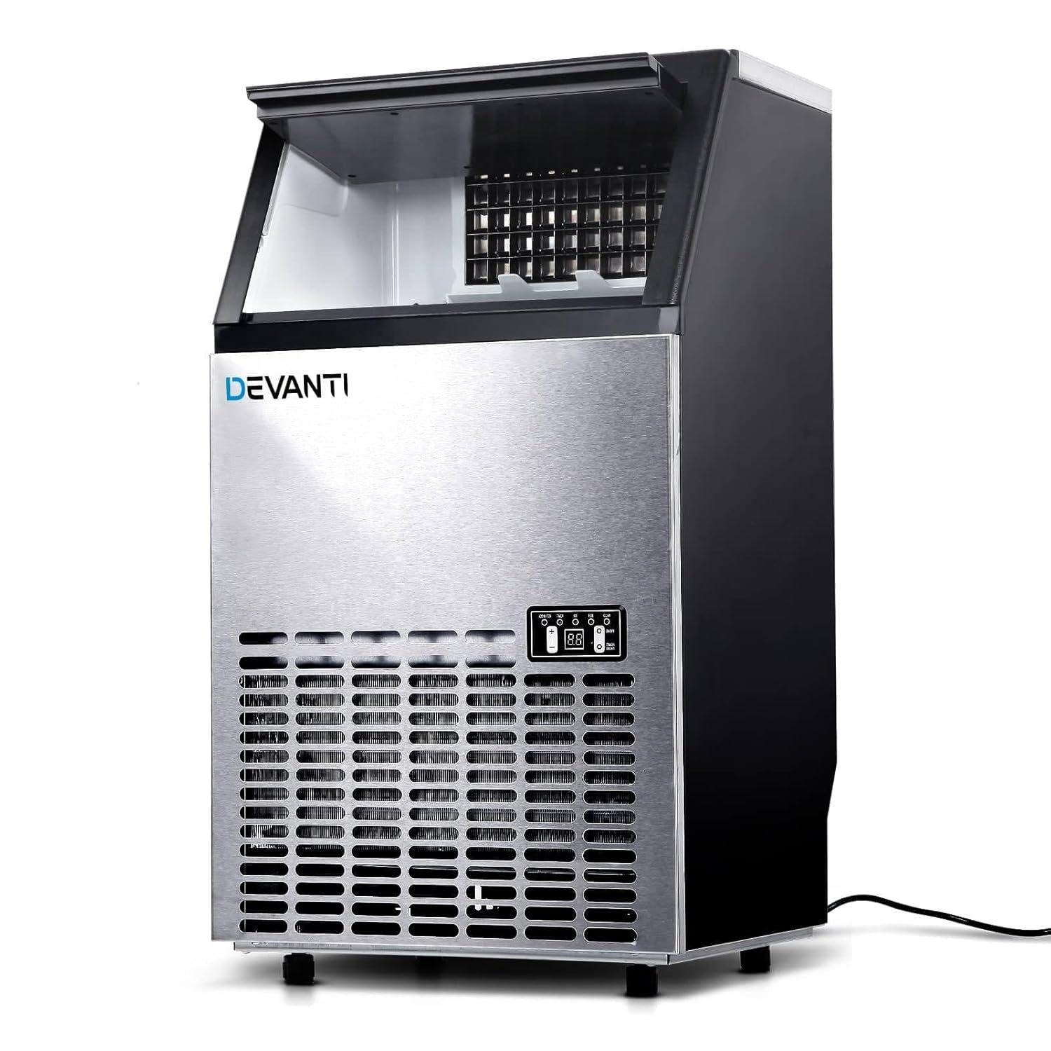 Devanti Stainless Steel 24-Hour Ice Cube Maker for Home and Outdoor Use