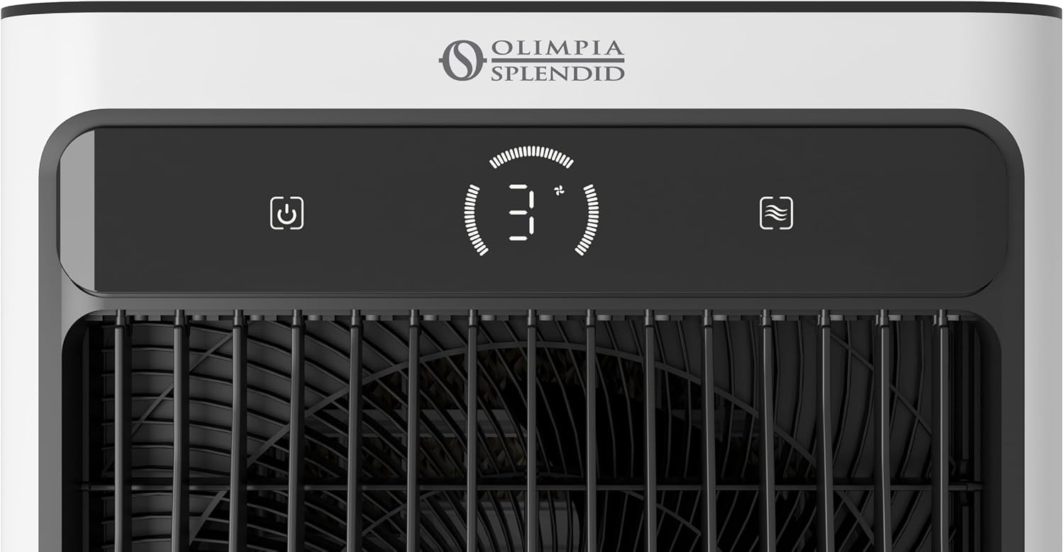 Olimpia Splendid, Peler 40 Verdunstungskühler, 40 Liter, Luftreiniger mit Verdunstungspanel, Kühlung, Belüftung, Touchscreen-Display, Innovatives Design