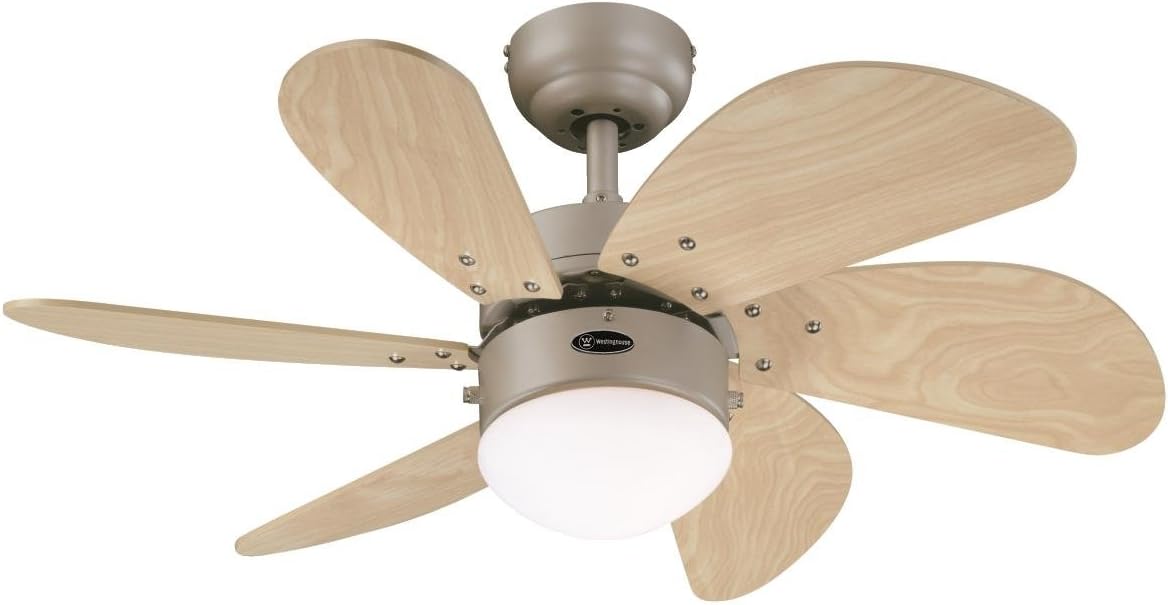 Westinghouse Lighting 76 cm Deckenventilator Turbo Swirl 78158 mit Einzelleuchte und sechs Flügeln, Ausführung in Titan mit Opalmilchglas, 7815840, Titanium