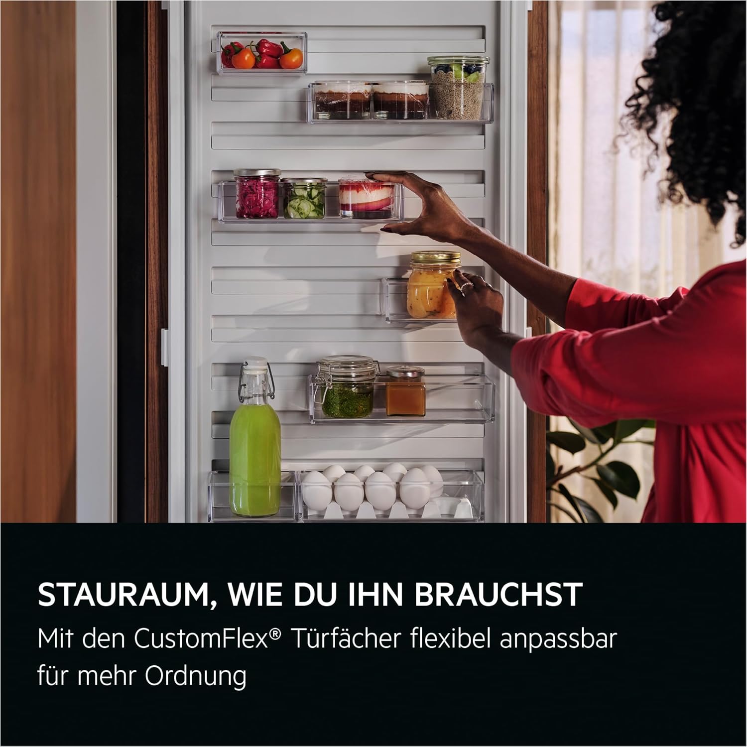AEG Einbaukühlschrank 178x56 cm, Serie 6000 DynamicAir-gleichmäßige Kühlung je Ebene, 307 L Kühlen, CustomFlex – flexibles Türablagesystem, ExtraZone - zusätzlicher Kühlraum, Festtür, B, TK6FS181B