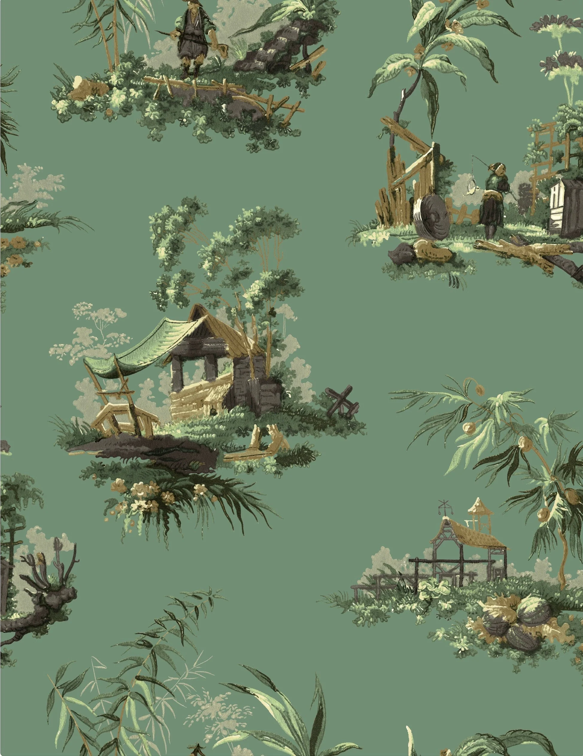 Vintage Oriental Wallpaper - Fern