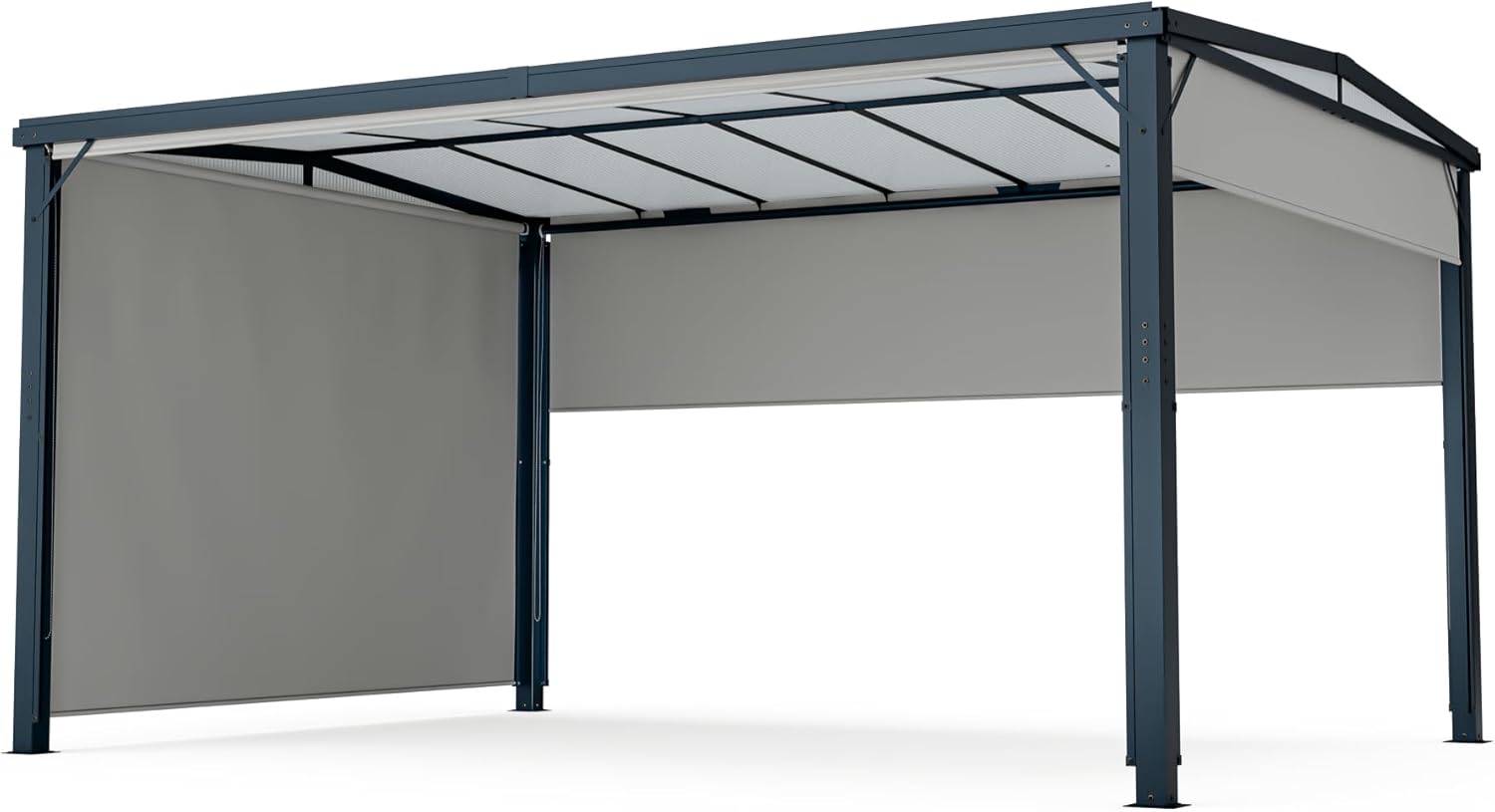 blumfeldt Pergola 3x4 m, Überdachung Mit Polycarbonatdach & Einziehbaren Seitenwänden, Pulverbeschichteter Aluminiumrahmen, Wetterfest & Stabil, Einfacher Aufbau, Winterfest