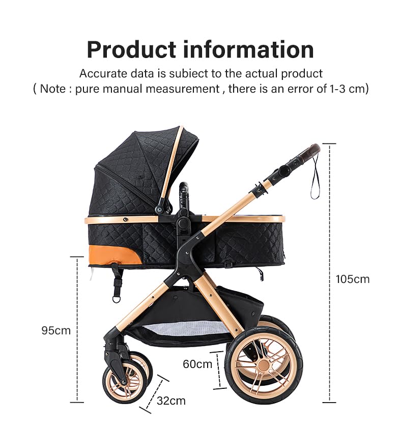 YAZOCO kinderwagen 3 in 1, Zusammenklappbar kinderwagen mit Wickeltasche,Komplettset Becherhalter,Moskitonetz, Fußabdeckung,Sitzzubehör (4 Rosa)