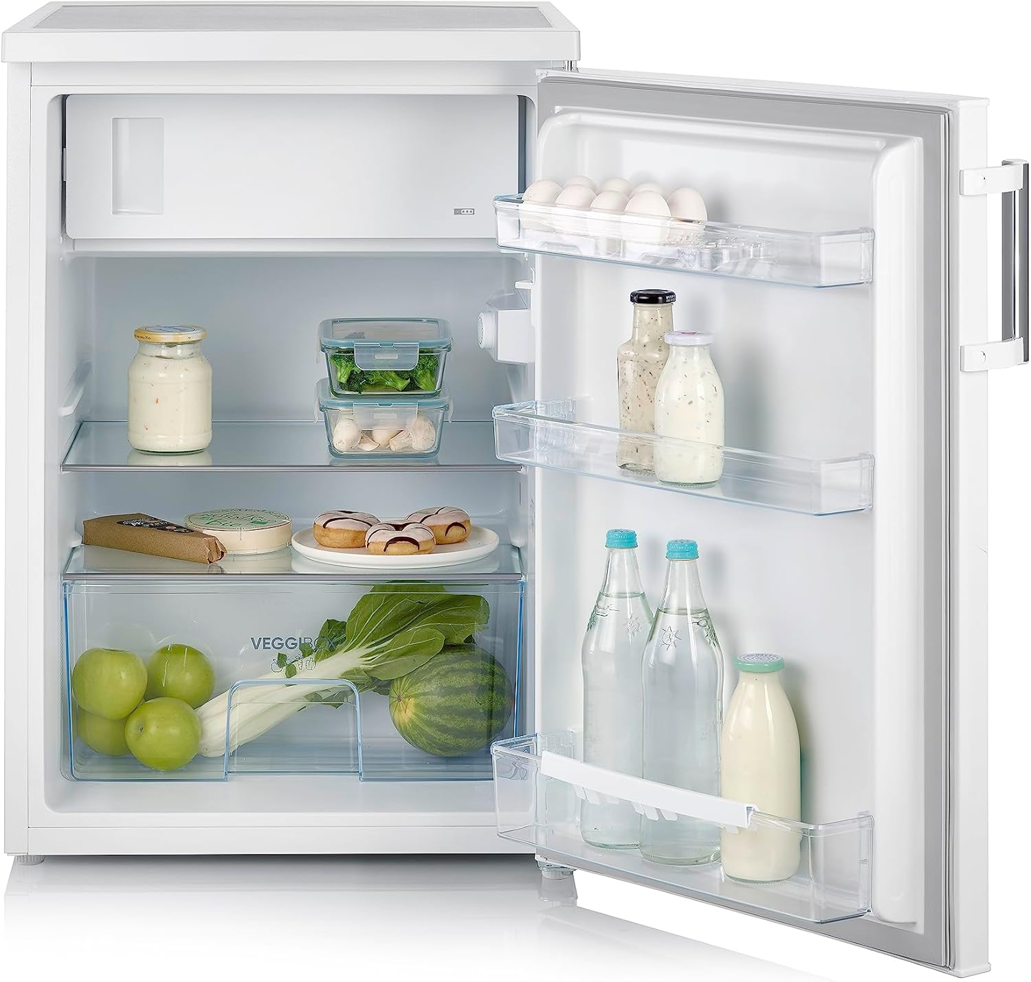 SEVERIN Réfrigérateur Table Top, Mini réfrigérateur Pose libre, Réfrigérateur compact de largeur 56 cm, Volume : 120 Litres, Classe C, 87 kWh/an, 37 dB, Blanc, TKS 8847