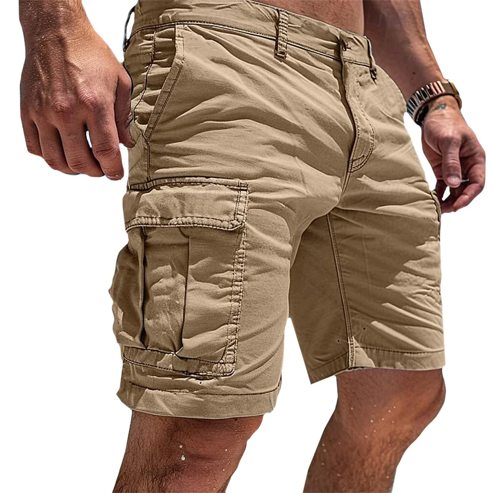Herren Cargo Shorts aus Baumwolle | Leichte kurze Hose mit praktischen Seitentaschen f��r Freizeit und Outdoor | Cargobermuda