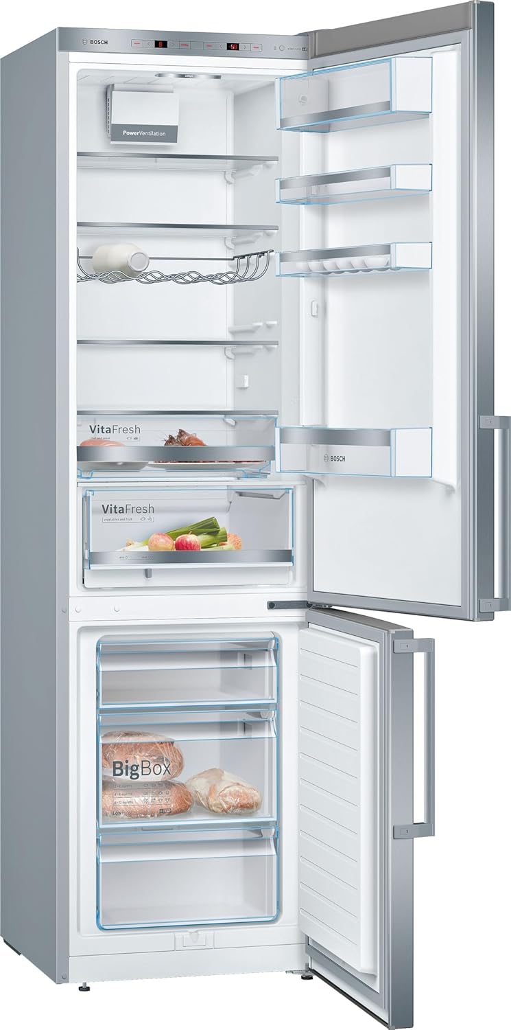 Bosch KGE398IBP, Serie 6, Kühl-Gefrier-Kombination, 201 x 60 cm, 249 L Kühlen  und  94 L Gefrieren, LowFrost, BigBox für Gefriergut, längere Frische mit VitaFresh, Leise mit 38 dB, LED, AntiFingerprint