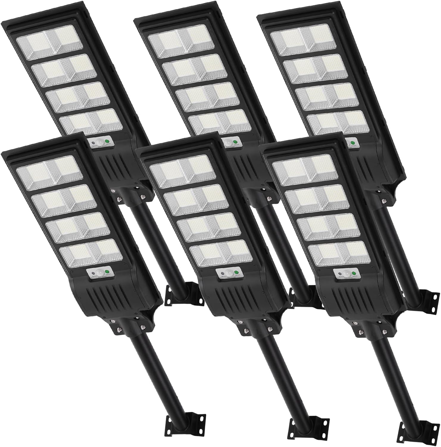 Viugreum 6 PACK 400W LED Solar Straßenlaterne mit Fernbedienung 720 LED 6500K Straßenlampe Wandleuchte mit Bewegungsmelder Sensor IP65 Wasserdicht Außen Straßenleuchte Wegeleuchte Freien
