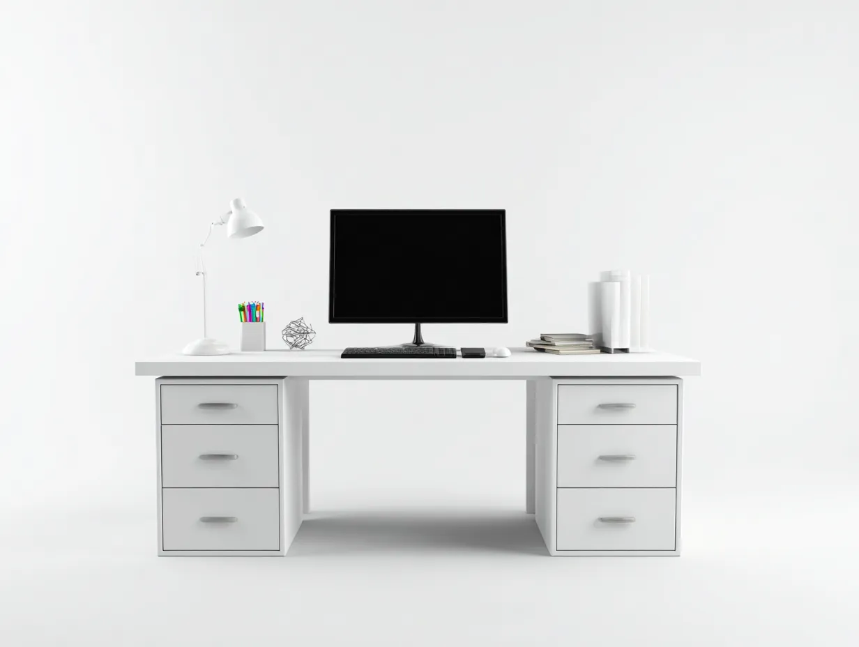 Schreibtisch-Holzwerkstoff-152 x 72 x 75 cm-Weiß-Moderner Bürostil