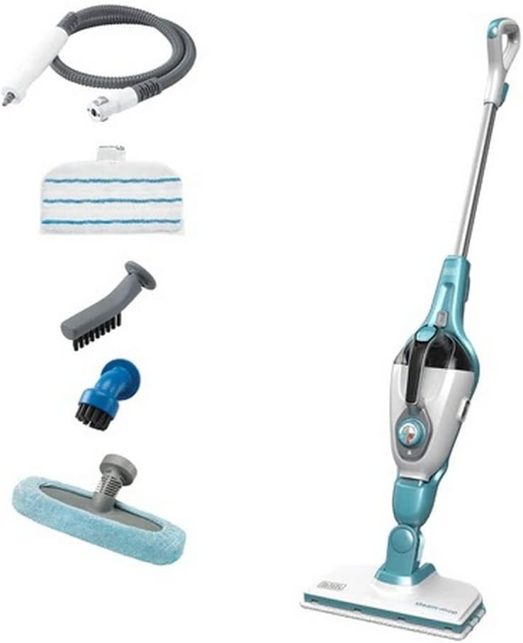 Black+Decker 15-in-1 Dampfbesen Steam-mop (mit Steamitt Dampfhandschuh zur Oberflchenreinigung, AutoSelect für richtige Menge Dampf, 180° drehbarer Reinigungsfu, inkl. 15-tlg Zubehr)