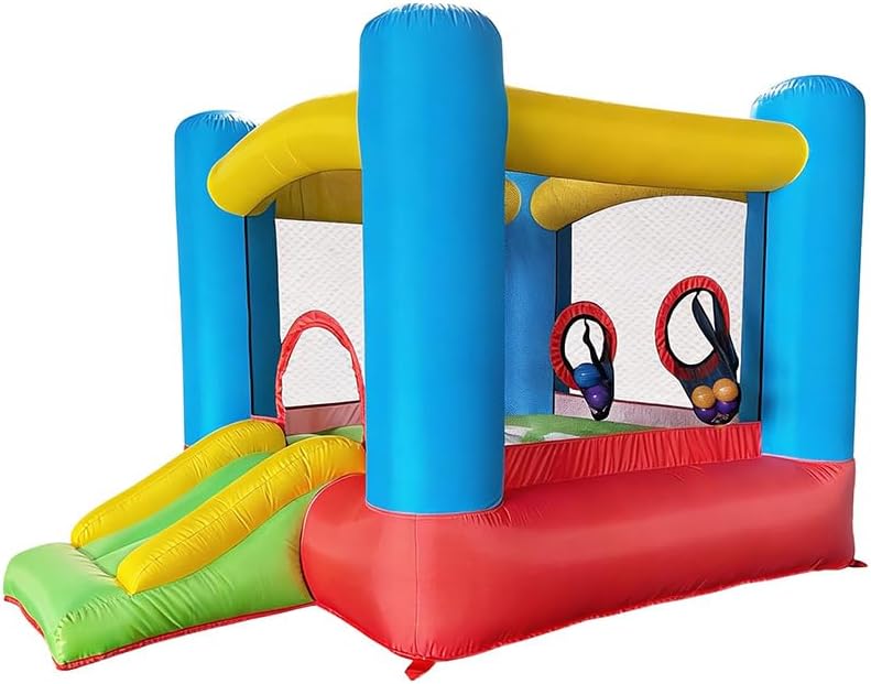 Home Deluxe - Aufblasbare Hüpfburg FABI - 185 x 255 x 160 cm - inkl. Gebläse und Zubehör, UV-Beständig I Spielburg Springburg Hüpfschloss
