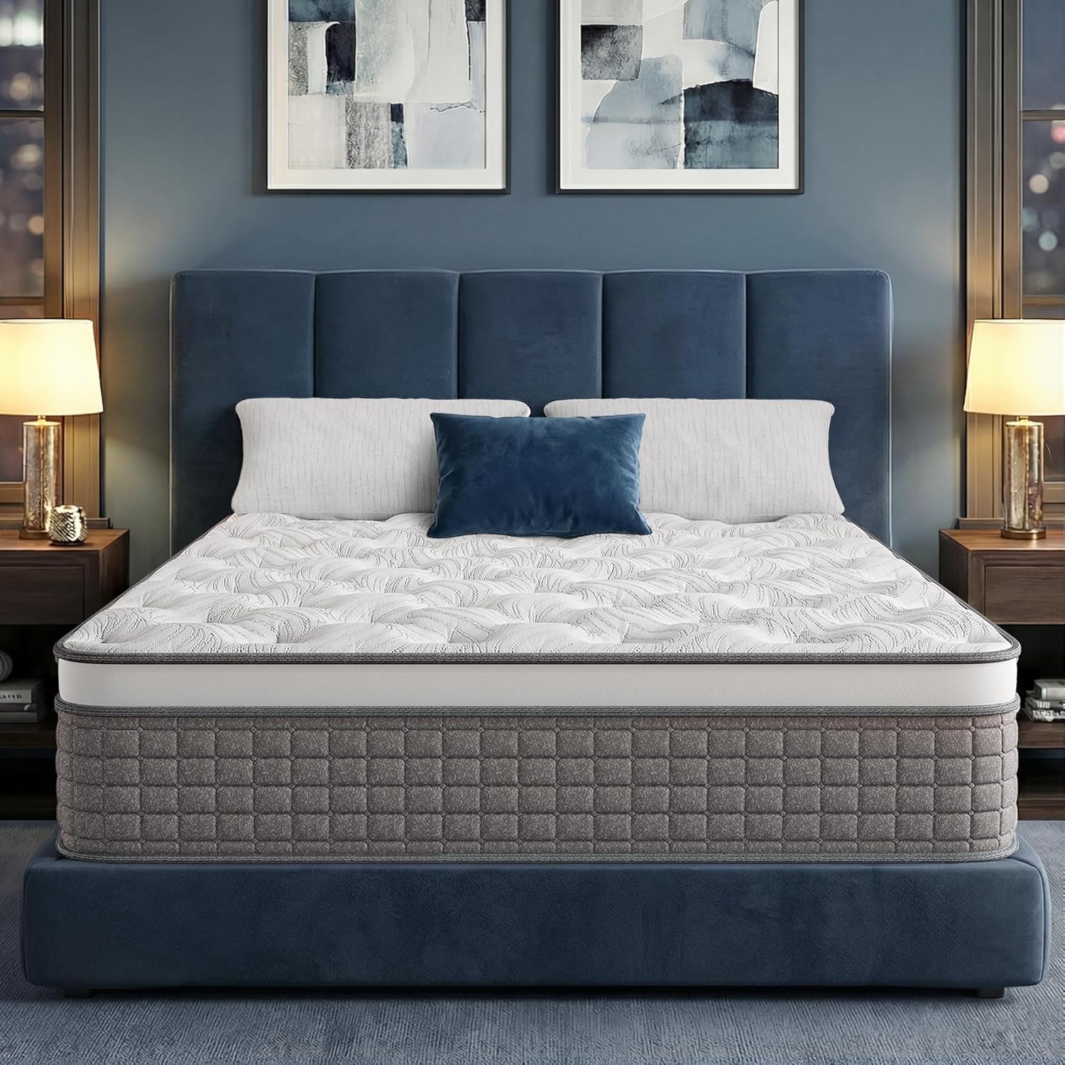 BedsPick King Size Mattress in A Box. 12 Inches Soft Hybrid Mattress with Memory Foam & Individually Wrapped Pocket Springs for Support. CertiPUR-US Certified. Fiberglass-Free. Pressure Relief