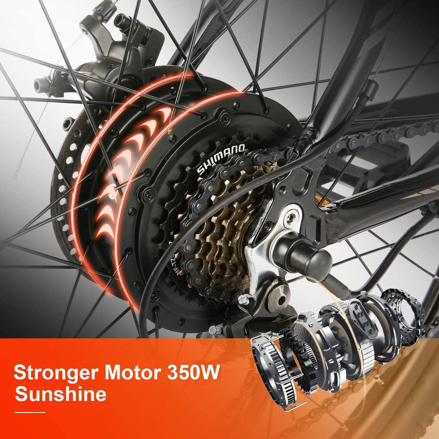 ANCHEER Electric Bike Electric Mountain Bike 350W Ebike 26?? Electric Bicycle, 20MPH Adults Ebike with Removable 7.8/10.4Ah Battery, Professional 21 Speed Gears