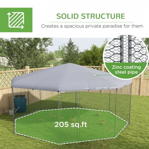 2025 PawHut Grote Metalen Kippenren met Waterdichte Dekking 17'x15.7'x9'
