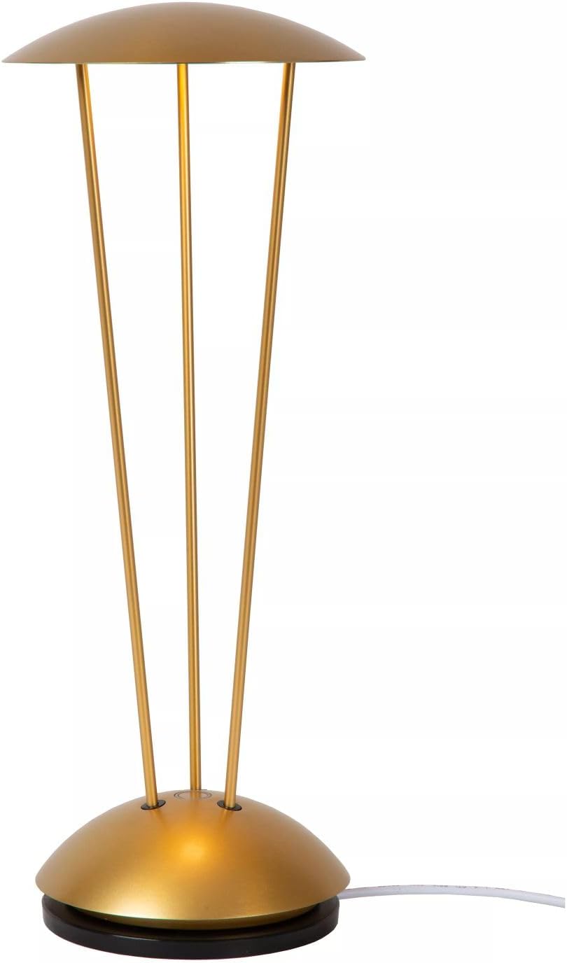 Licht-Erlebnisse LED Akku Tischlampe außen Aluminium Gold IP54 Balkon Terrasse 31 cm 2700-3000 K dimmbar kabelloses Aufladen Ladestadion Moderne Tischleuchte Garten SIRU