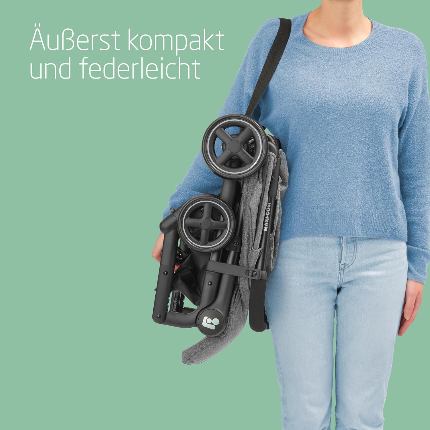 Maxi-Cosi Lara2 Baby Kinderwagen, 0–4 Jahre, 0–22 kg, federleichter, kompakter Buggy, 3 Liegepositionen, flache Liegeposition, klein zusammenklappbar, Schultergurt, Essential Graphite
