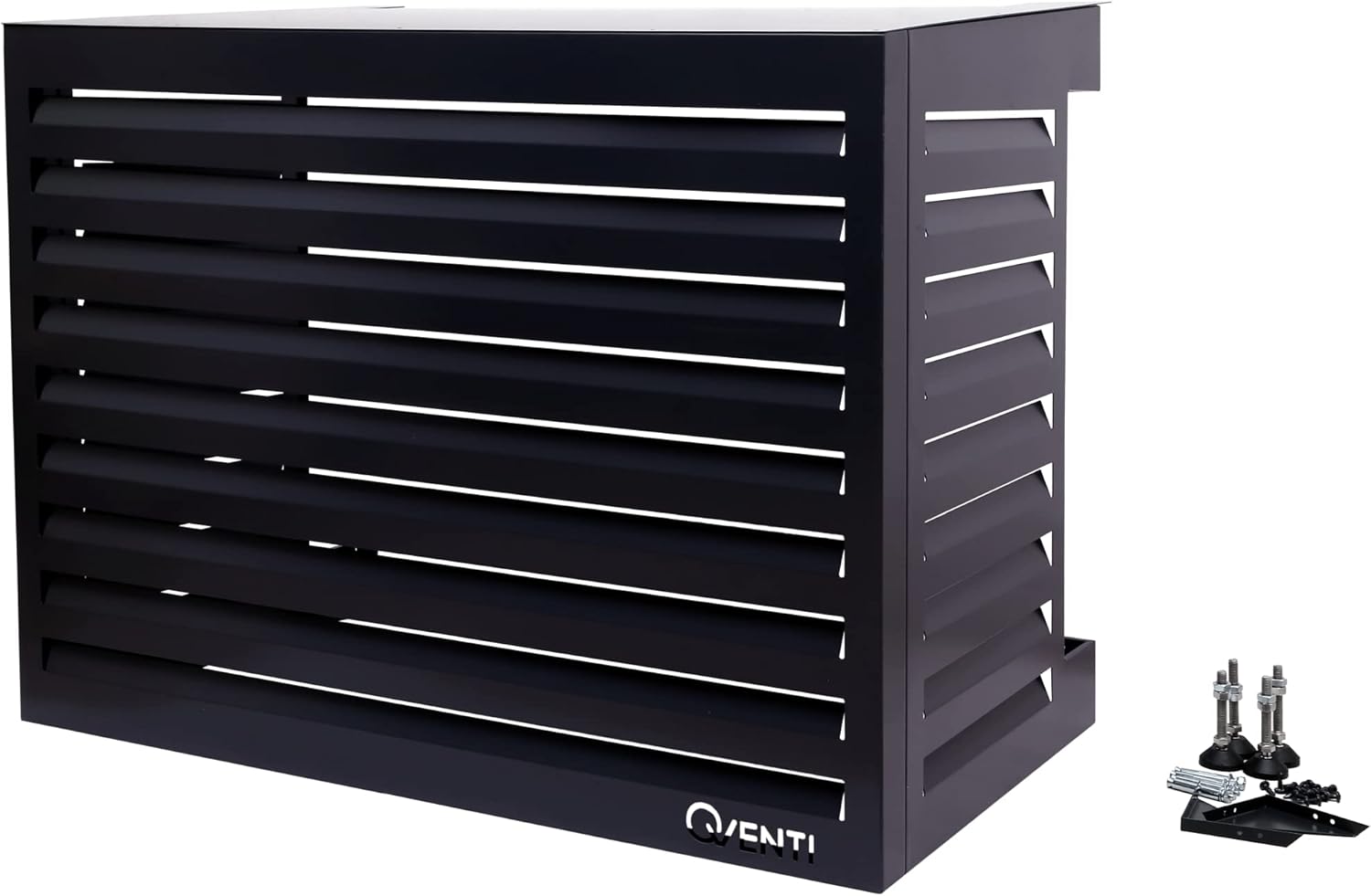 Qventi Abdeckung für Klimaanlage - Anthrazit/Grau - Aluminium - Schutzgitter - Verkleidung - Einfache Montage - Größe S - Außenmaße (LxBxH): 100 x 50 x 75 cm