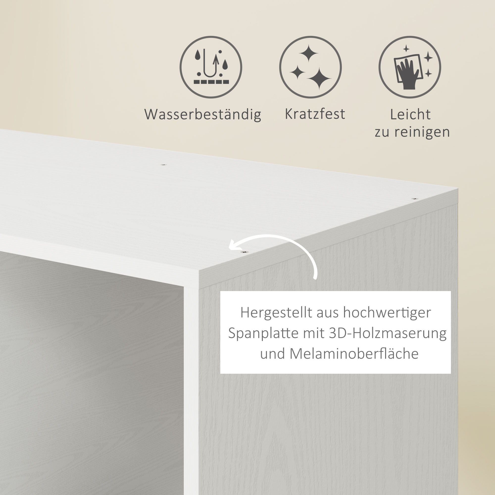 Mobiele Open Garderobe op Wielen, Garderobekast, Verplaatsbaar Kledingrek, 80 x 40 x 128 cm, Wit
