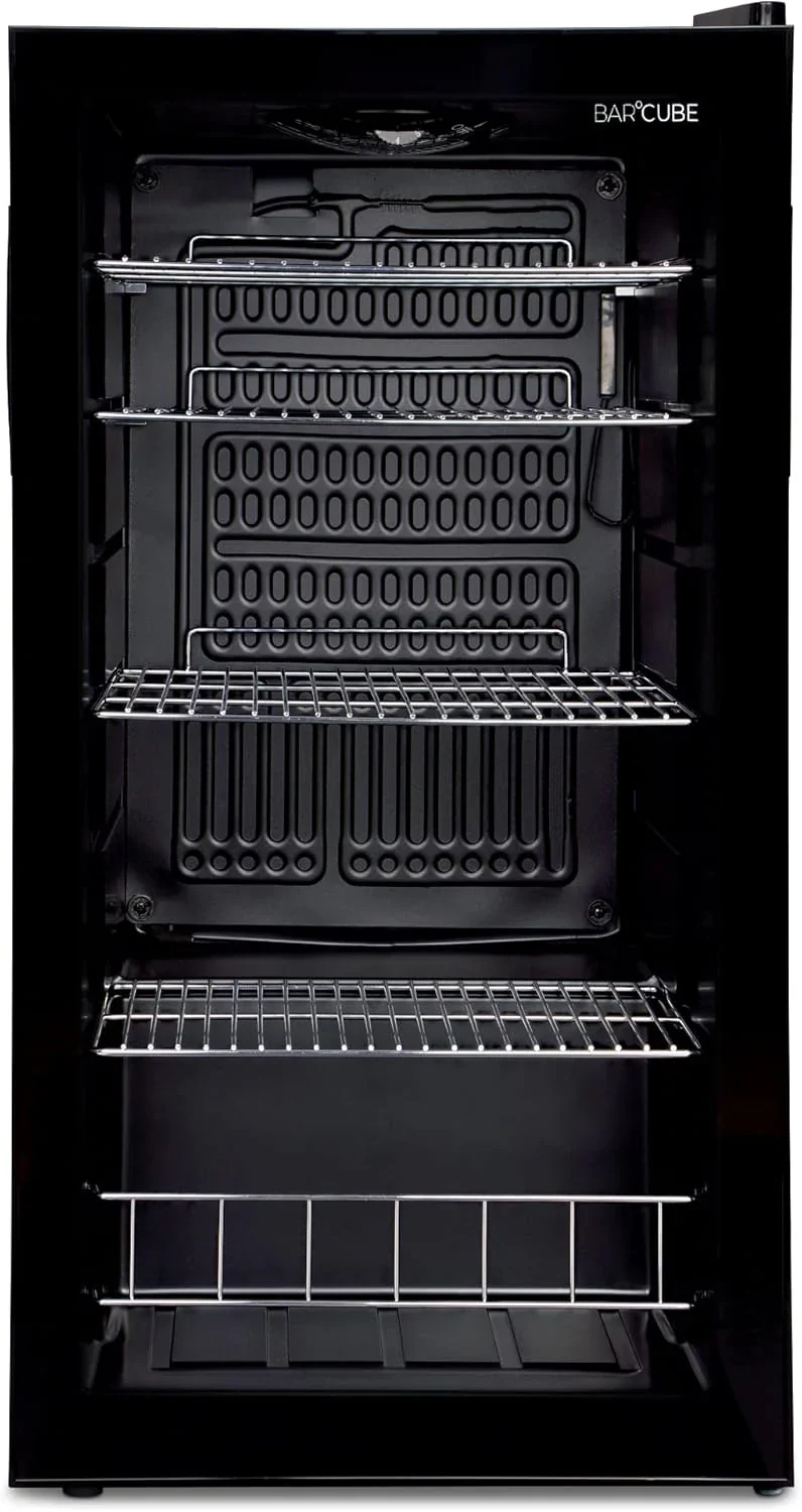 ��CUBES Getr?nkek��hlschrank 90L mit Glast��r & 4 variablen Ablagen | Kompakter Flaschenk��hlschrank, perfekt f��r zu Hause, B��ro, Partys & Gastro | Stilvoller K��hlschrank mit Glast��r, schwarz
