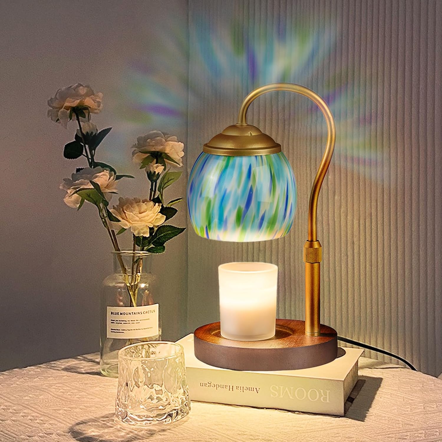 Elegance Kerzenwärmer Lampe – Winter-Thema, höhenverstellbare Heimdekoration mit Timer, 4 Dimmer-Einstellungen und Glaskerzen-Kompatibilität für gemütliche Räume
