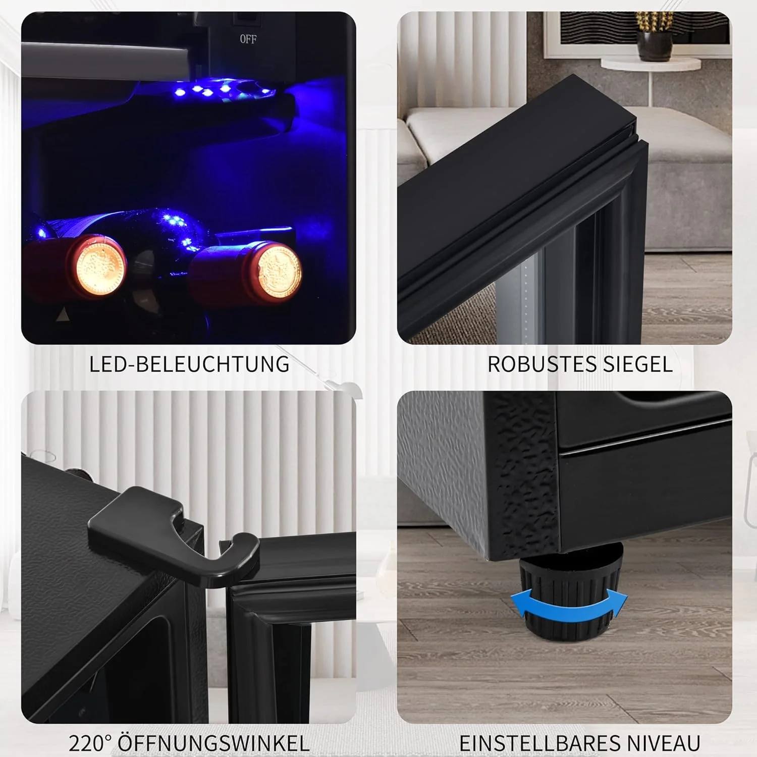 Merax Koelkast 128L, Vrijstaande Drankkoeler met 120L Koelruimte + 8L Vriezer, met LED Binnenverlichting en Verstelbare Legplanken, Superstil voor Restaurant, Bar, Drankjes en Bier