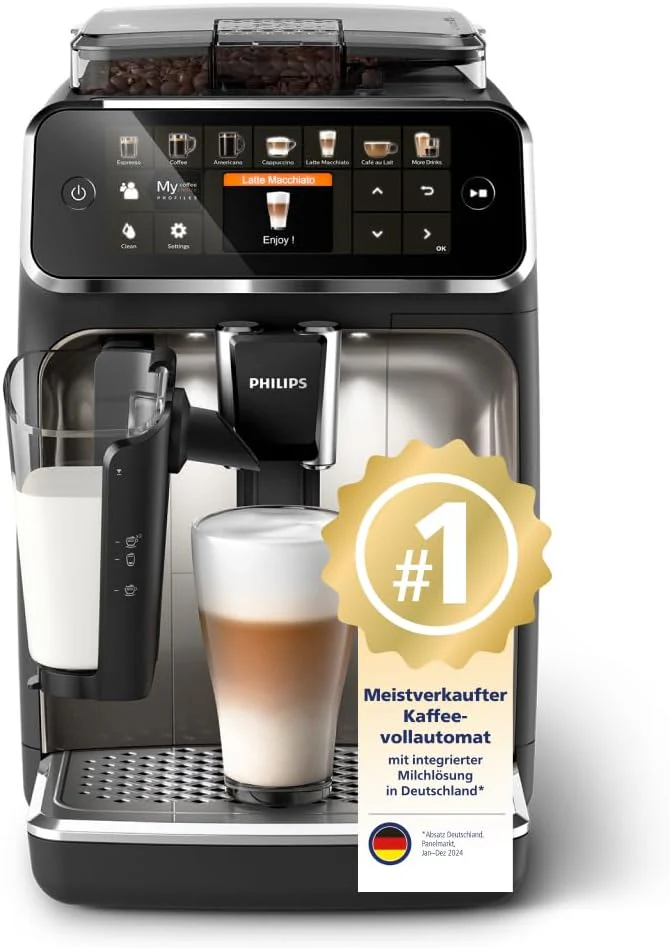 Philips Serie 5400 Kaffeevollautomat - Genie?en Sie 12 Getr?nke, schnell reinigendes LatteGo, intuitives TFT-Display, anpassbare Kaffeeeinstellungen, erstklassiges K��chendesign (EP5441/50)