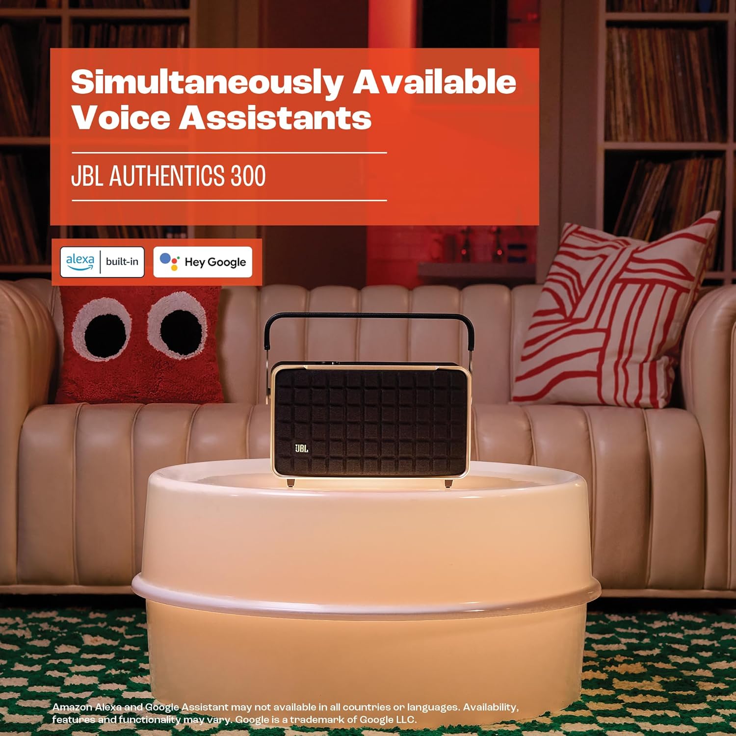 JBL Authentics 200 Smart Home Lautsprecher – 70er Jahre Retro-Design Bluetooth Box – Mit Quadrex Grill, Google Assistant, Alexa, AirPlay und JBL One App – Schwarz