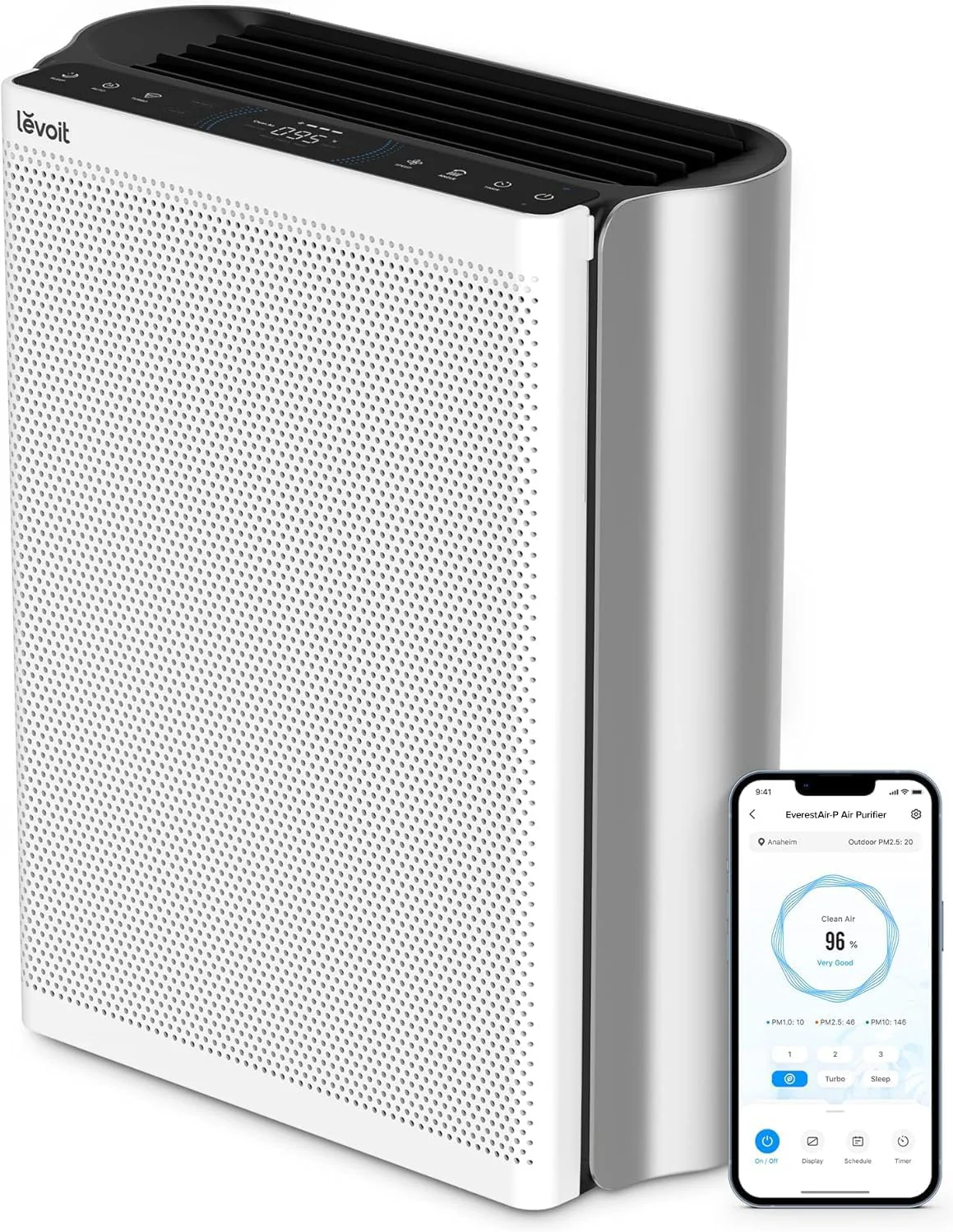 LEVOIT Air Purifiers for Home Large Room Up to 1733 Ft虏 With HEPA Sleep Mode. AHAM VERIFIDE. Auto Mode. Air Quality Monitor. Smart WiFi. 3-in-1 Filter For Pet Allergy. Smoke. Dust. Core 400S-P. White