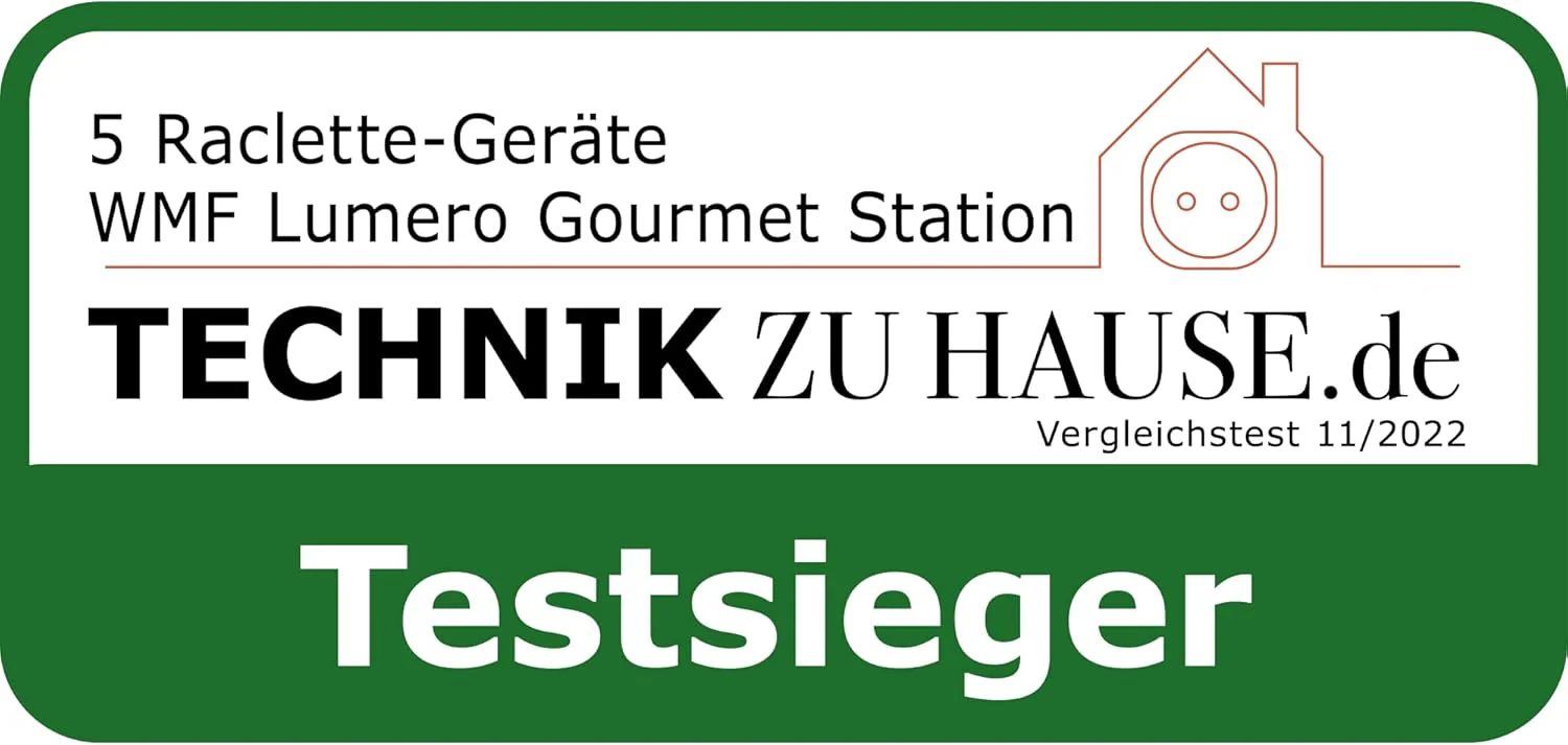 WMF Lumero 3in1 Gourmet Station f��r 8 Personen, Raclette Fondue Kombi, elektrisch, Temperaturregulierung, Beleuchtung, 1800 Watt, platzsparend, edelstahl matt