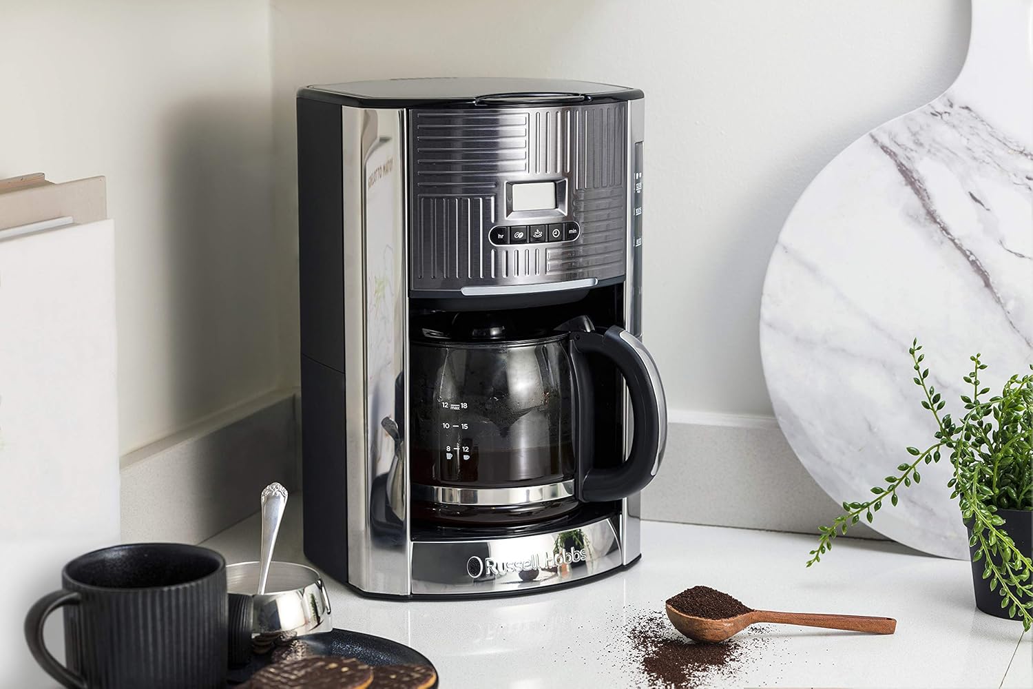 Russell Hobbs GeoSteel Frühstückset Toaster, Wasserkocher und Kaffeemaschine