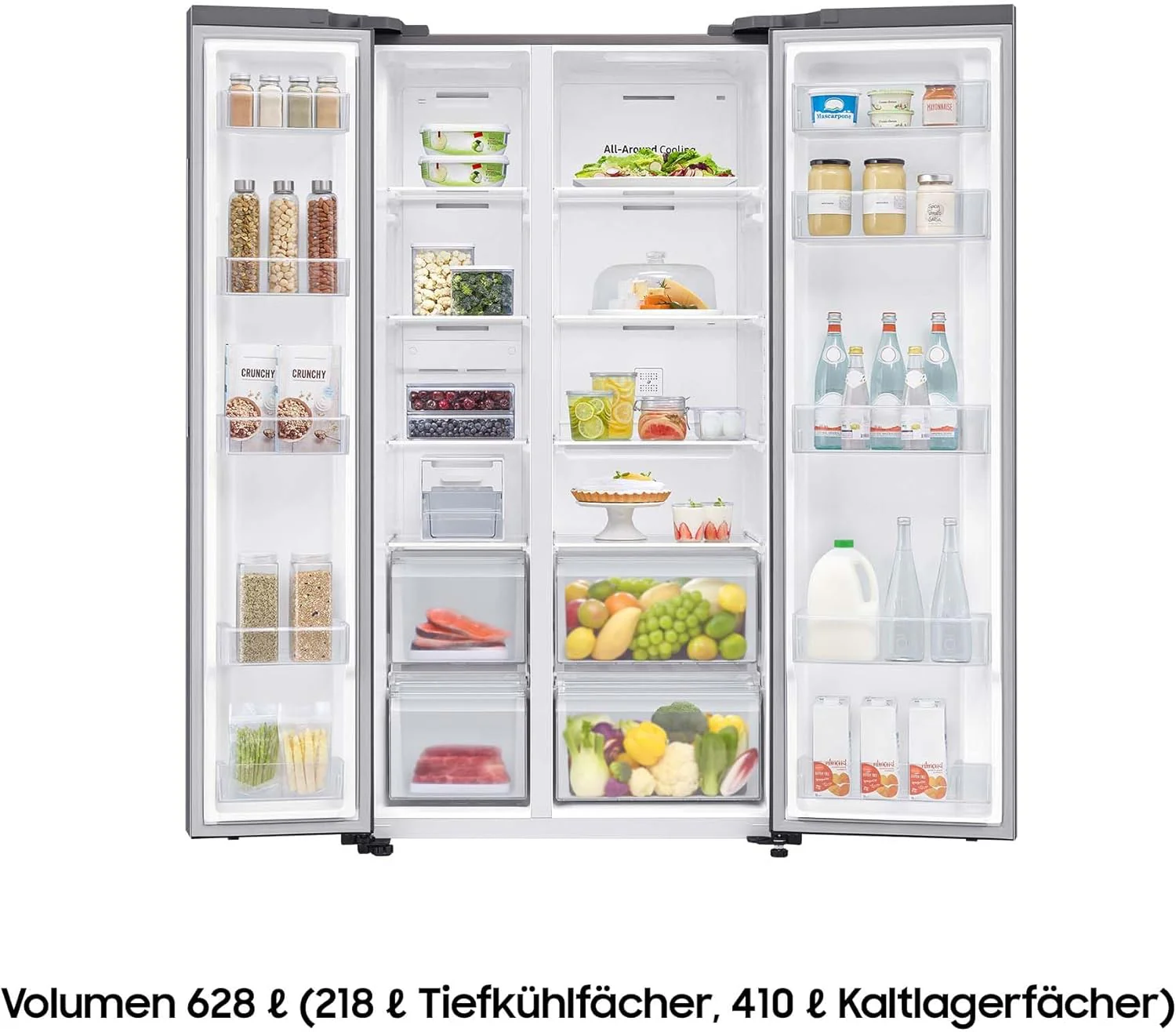 Samsung RS64DG53R3B1EF Amerikaanse koelkast, 178 cm, 628 l, SmartThings AI Energy Mode, ijs- en waterdispenser, Slim Ice Maker, Premium Black Steel