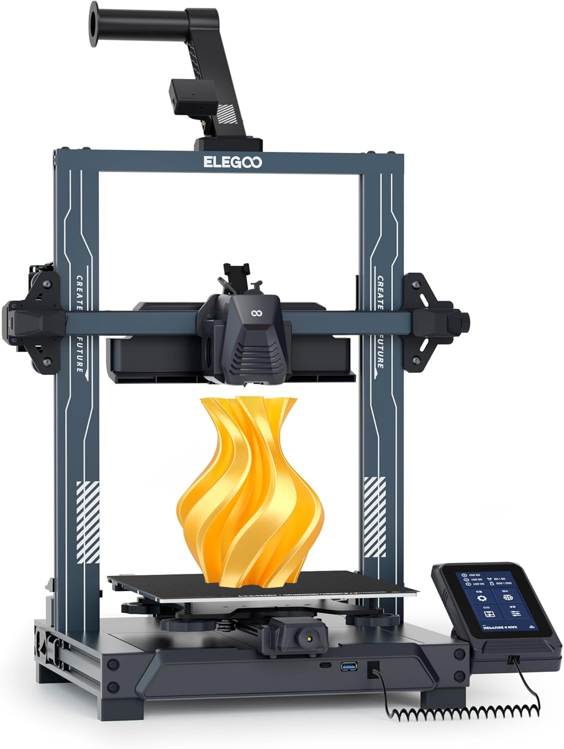 ELEGOO Neptune 4 Pro 3D Drucker, 500mm/s Hochgeschwindigkeitsdruck, 3D Printer mit Automatische Nivellierung, Segmentierte Heizbett und Ganzmetall-Führungsschienen, 225x225x265mm³ Druckgröße