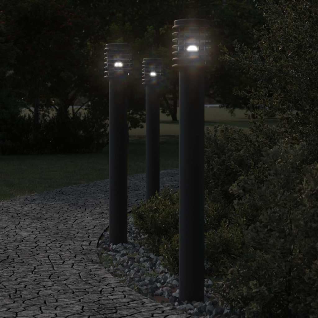 3 Stück Wegeleuchten Schwarz 110 cm Edelstahl IP44 Wetterfeste Pollerleuchte mit Diffusor für Garten Terrasse Außenbeleuchtung
