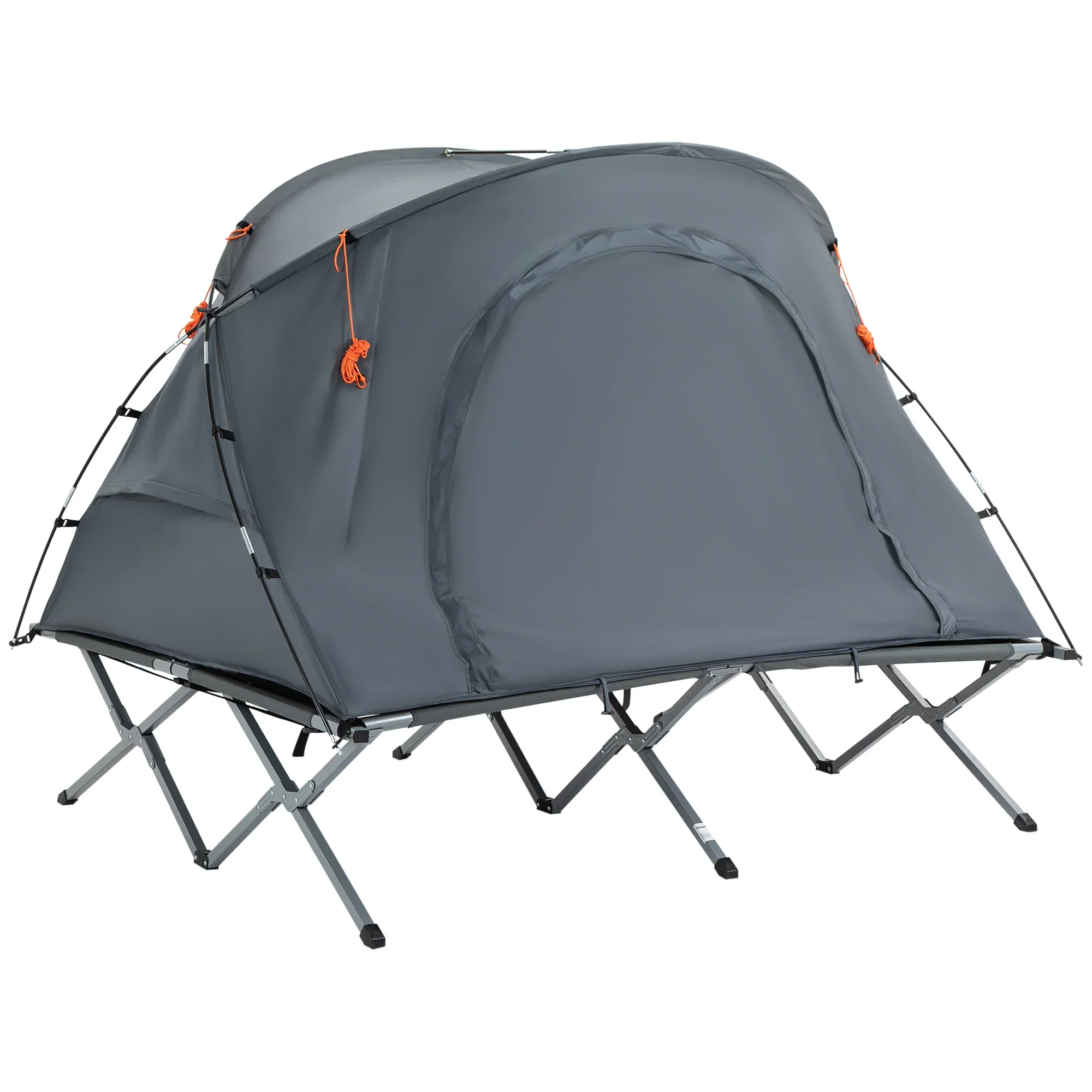 Outsunny kampeerbed met tent & luchtmatras voor 2 personen, 200��146��159 cm, Grijs