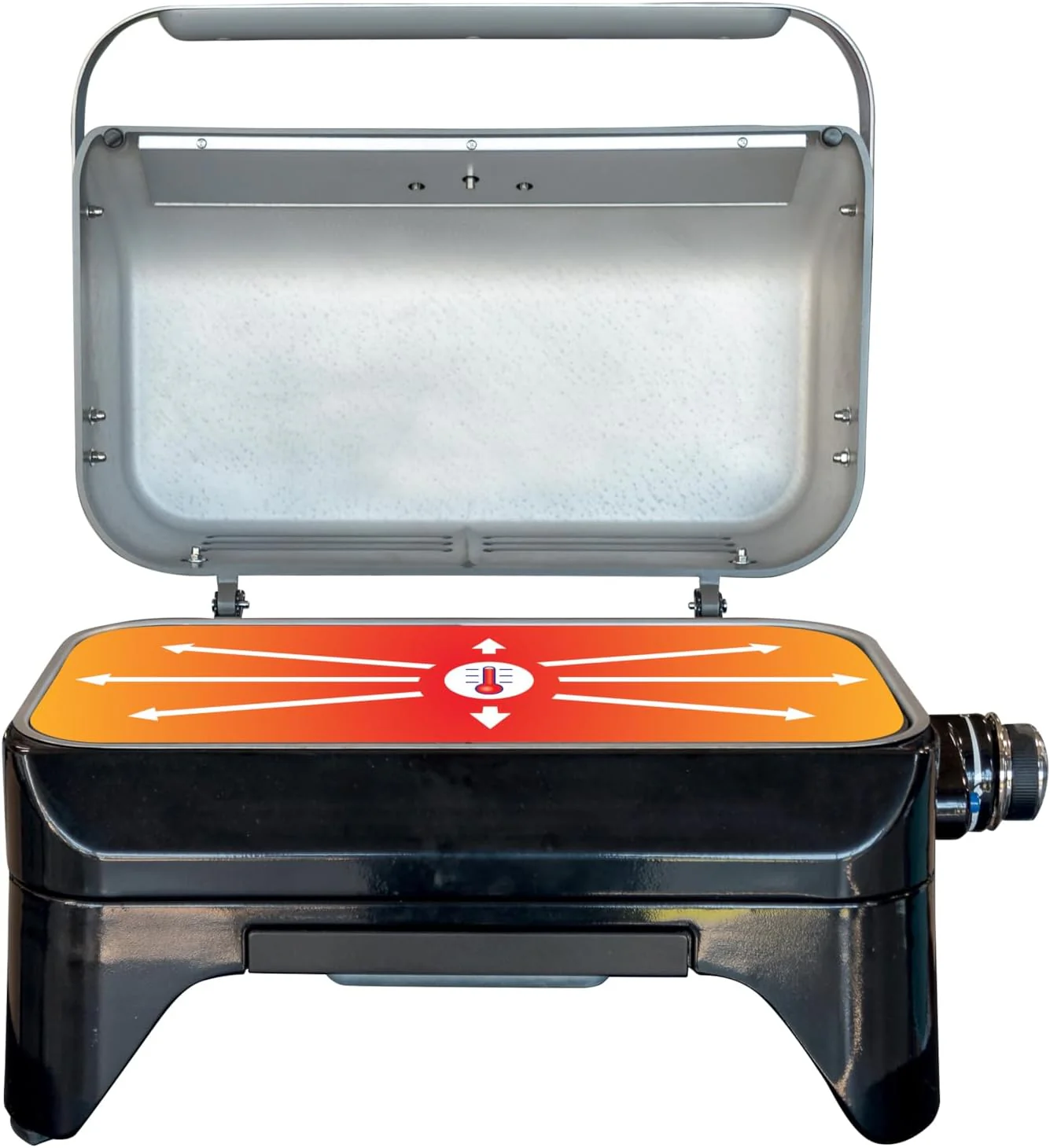 Campingaz Grill Attitude2go, gasbarbecue & elektrische barbecue, tafelbarbecue, draagbare balkon-, campingbarbecue, met deksel, thermometer en gietijzeren grillrooster, werkt op gas of elektriciteit