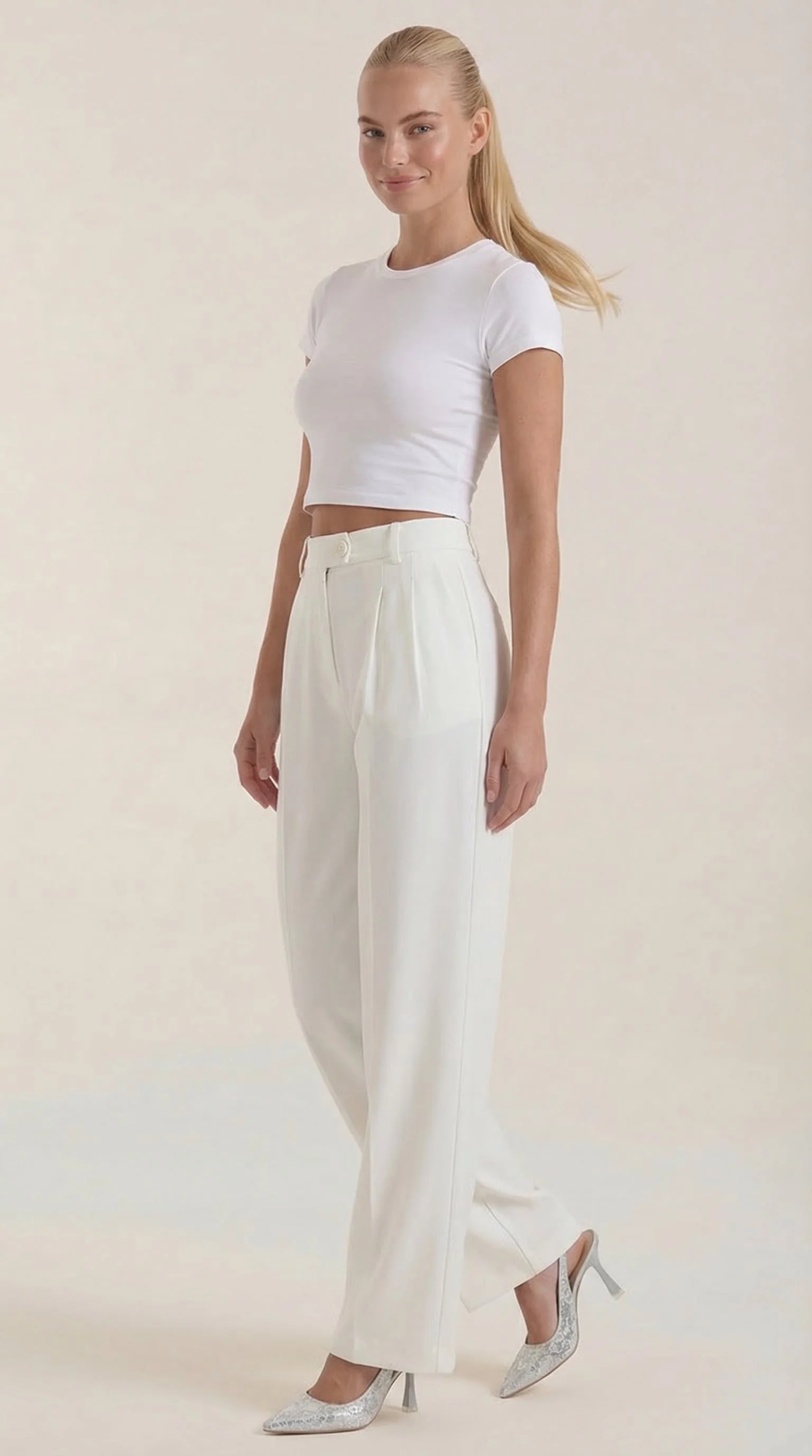 High Waist Stoffhose