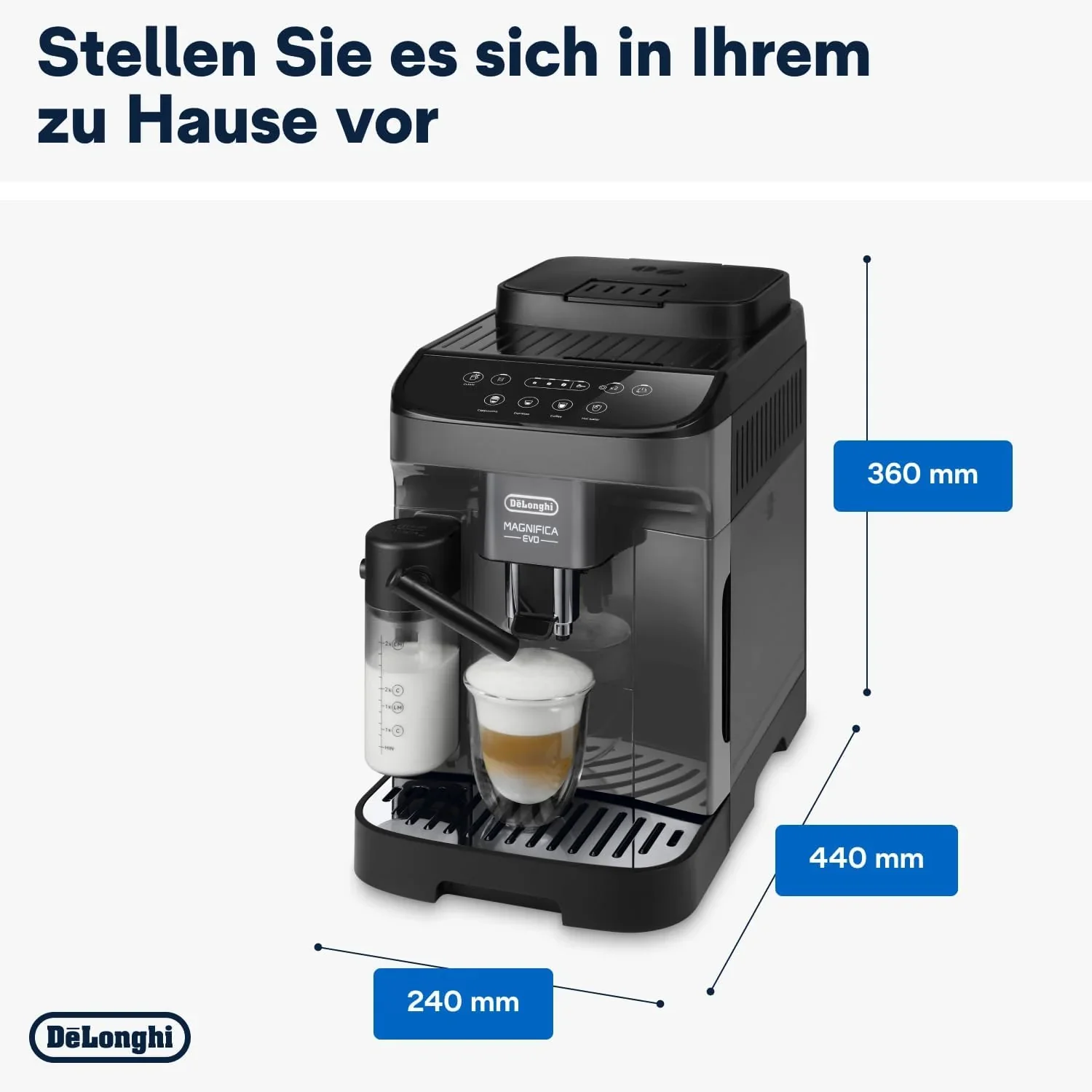 De'Longhi Magnifica Evo Next ECAM312.80.TB, Kaffeevollautomat mit 13 Getr?nken (Cappuccino, Espresso, Latte Macchiato), 2,4'' TFT Farbdisplay, LatteCrema Milchsystem, 2-Tassen-Funktion, Titan