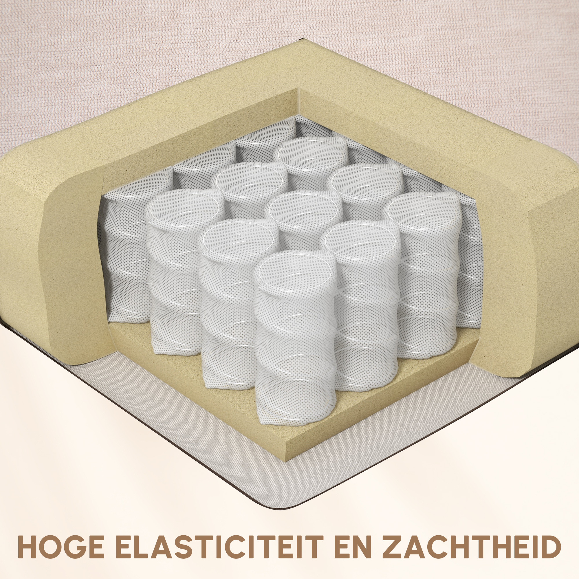 Massagestoel met Verwarmings- & Ligfunctie, Draaibaar, tot 150 kg, Metaal Frame, 98x90x98cm, Beige
